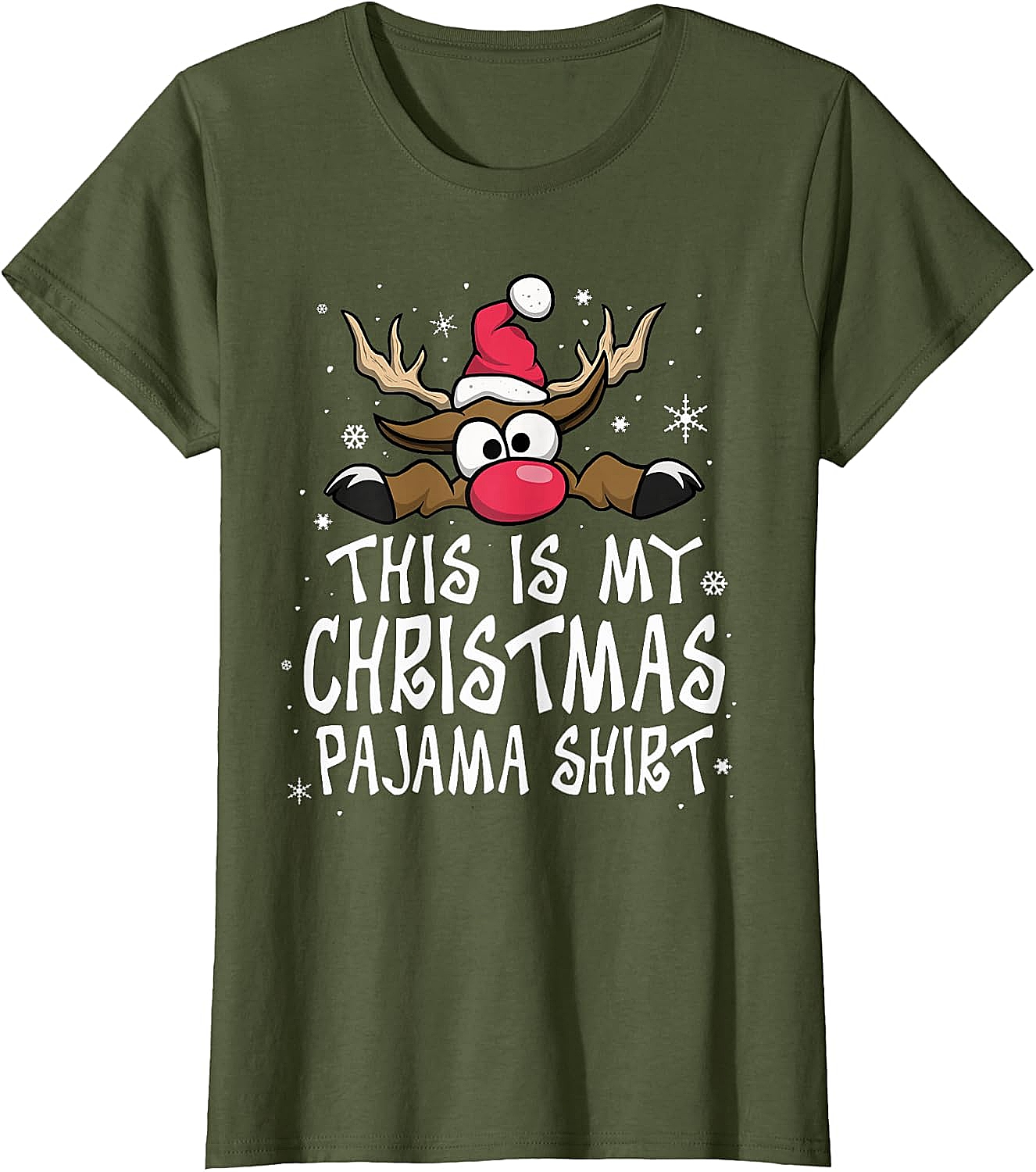 Christmas Pajama Shirt Reindeer Tee Funny Family Gift