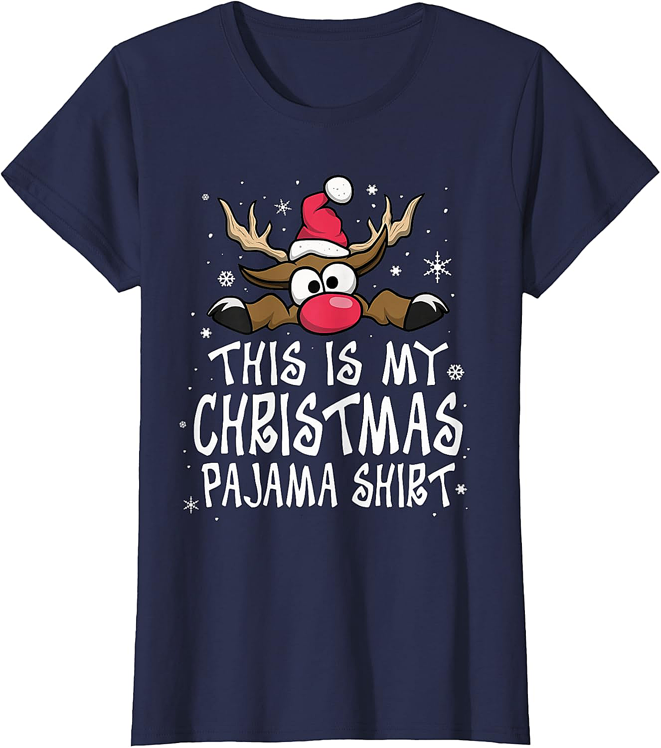 Christmas Pajama Shirt Reindeer Tee Funny Family Gift