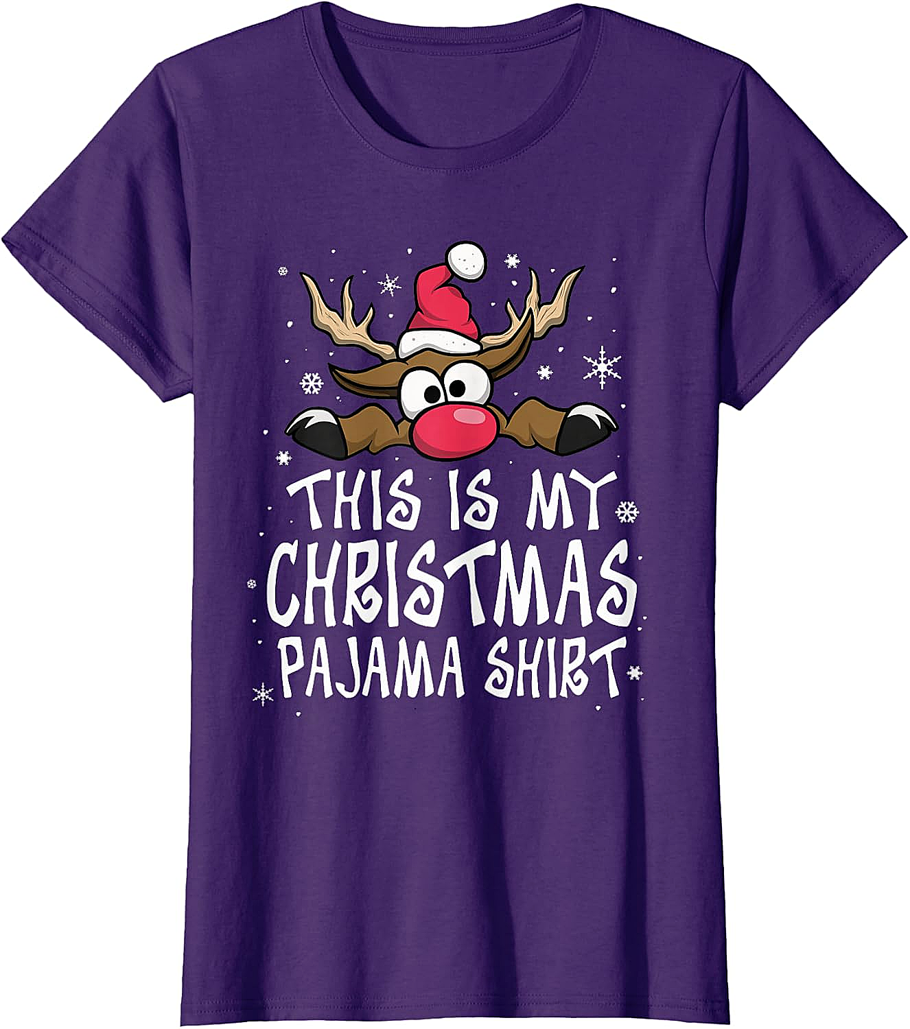 Christmas Pajama Shirt Reindeer Tee Funny Family Gift