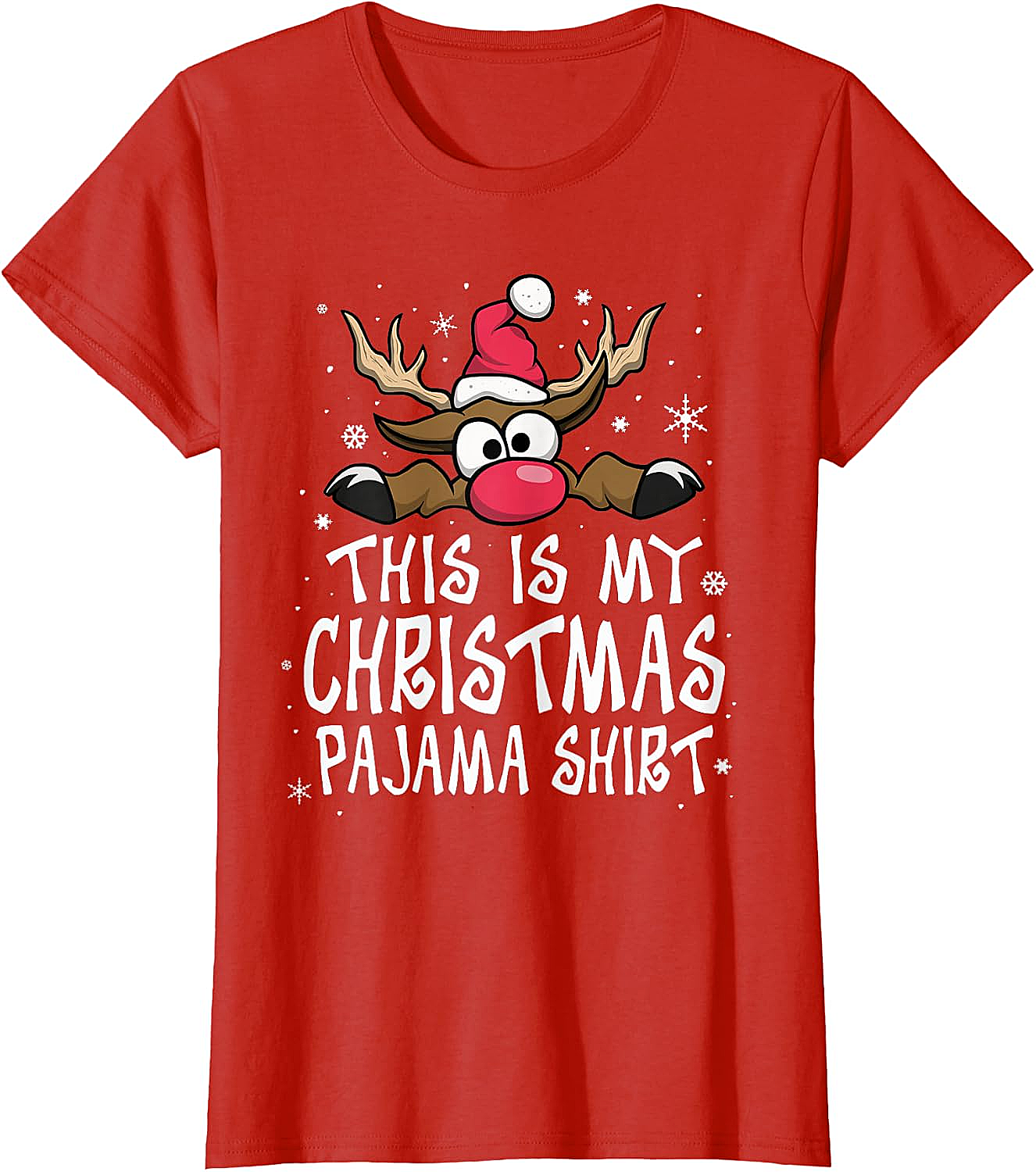 Christmas Pajama Shirt Reindeer Tee Funny Family Gift