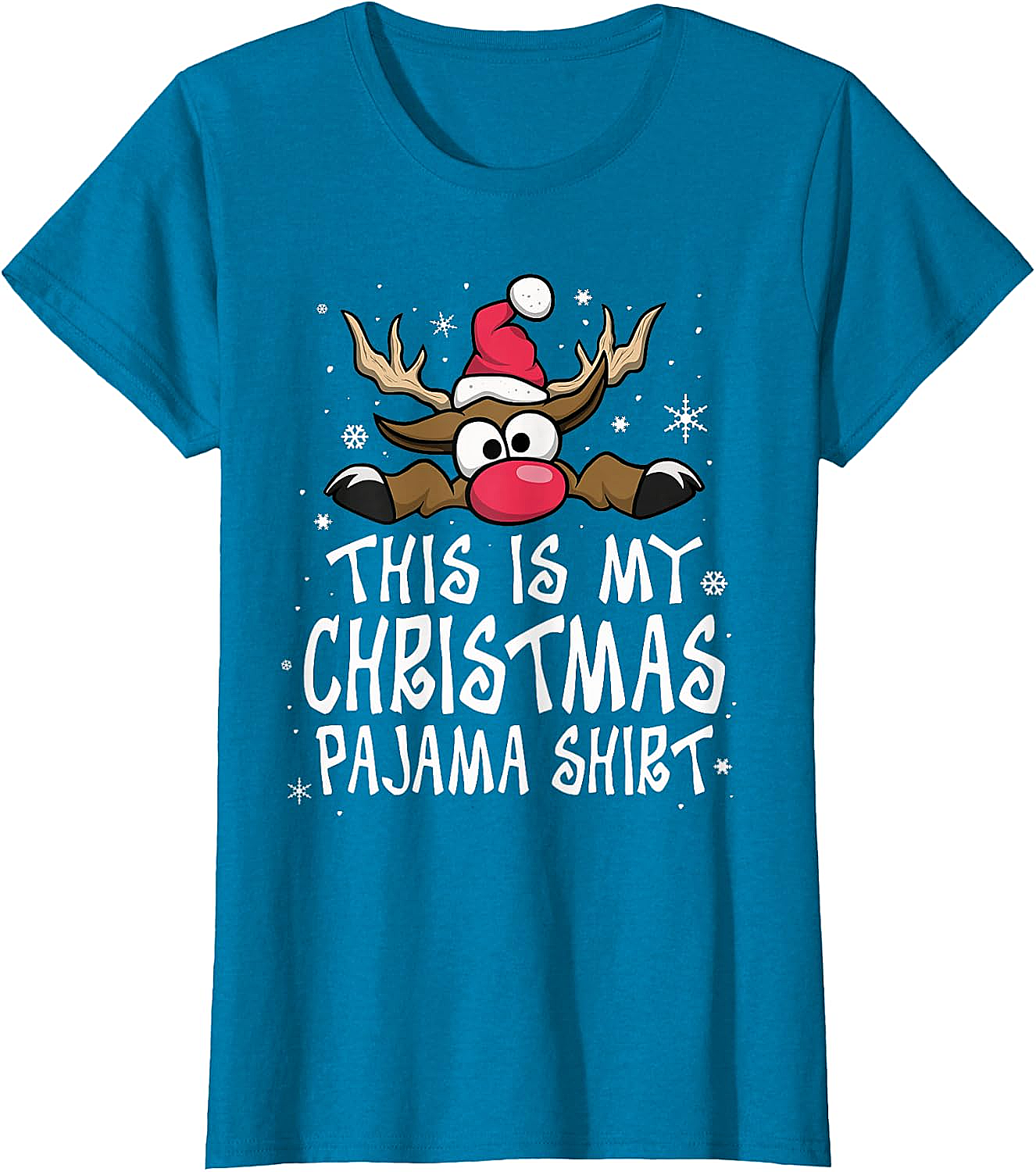 Christmas Pajama Shirt Reindeer Tee Funny Family Gift