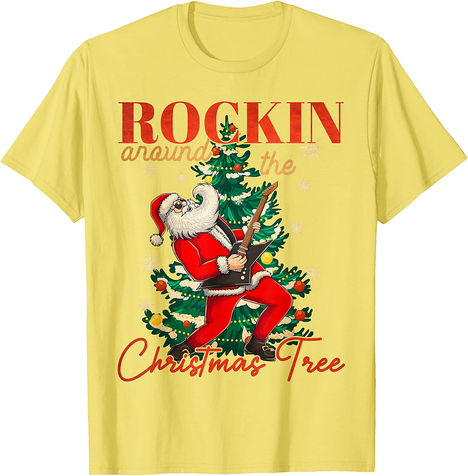 Rockin' Santa Guitar Christmas Tree Apparel - Festive & Edgy