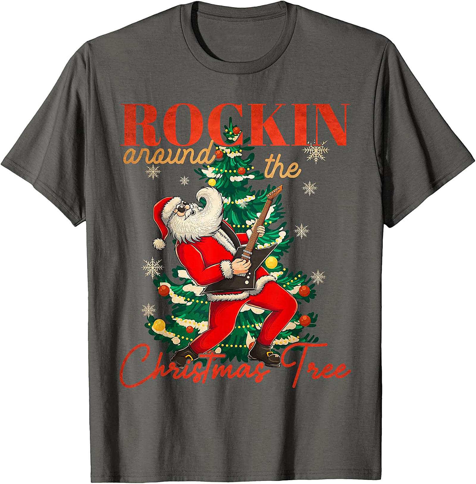 Rockin' Santa Guitar Christmas Tree Apparel - Festive & Edgy