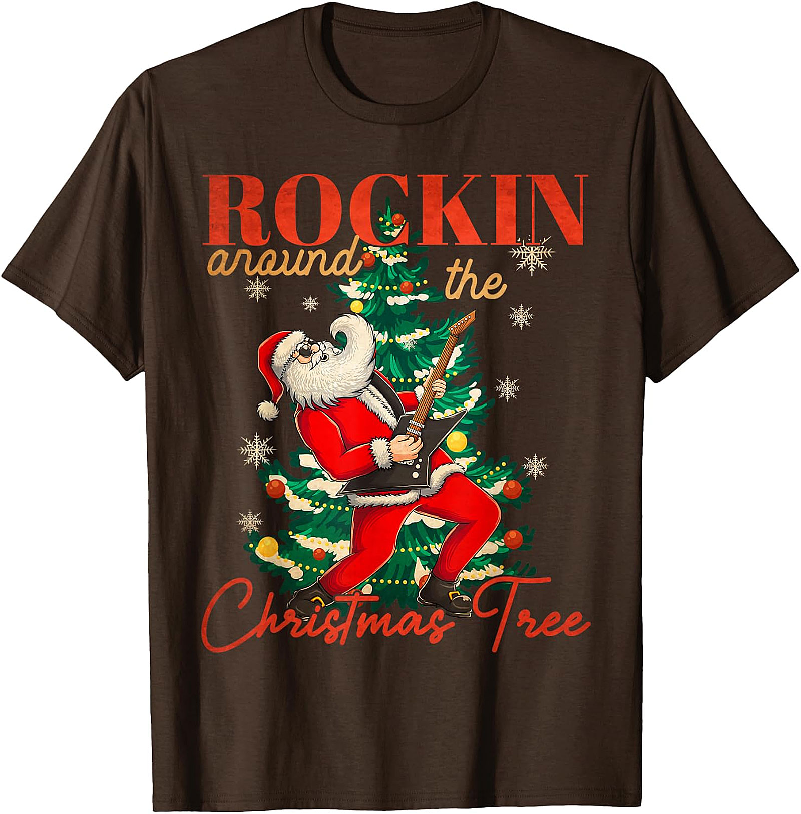 Rockin' Santa Guitar Christmas Tree Apparel - Festive & Edgy