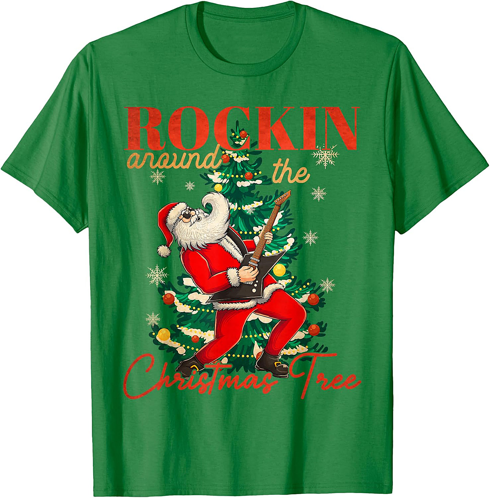 Rockin' Santa Guitar Christmas Tree Apparel - Festive & Edgy