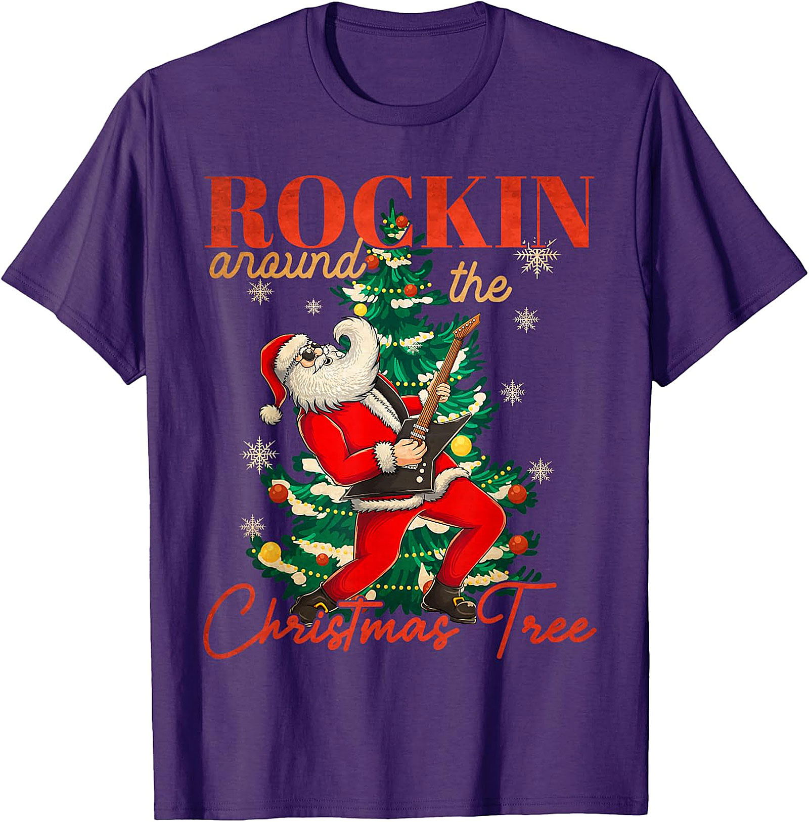 Rockin' Santa Guitar Christmas Tree Apparel - Festive & Edgy