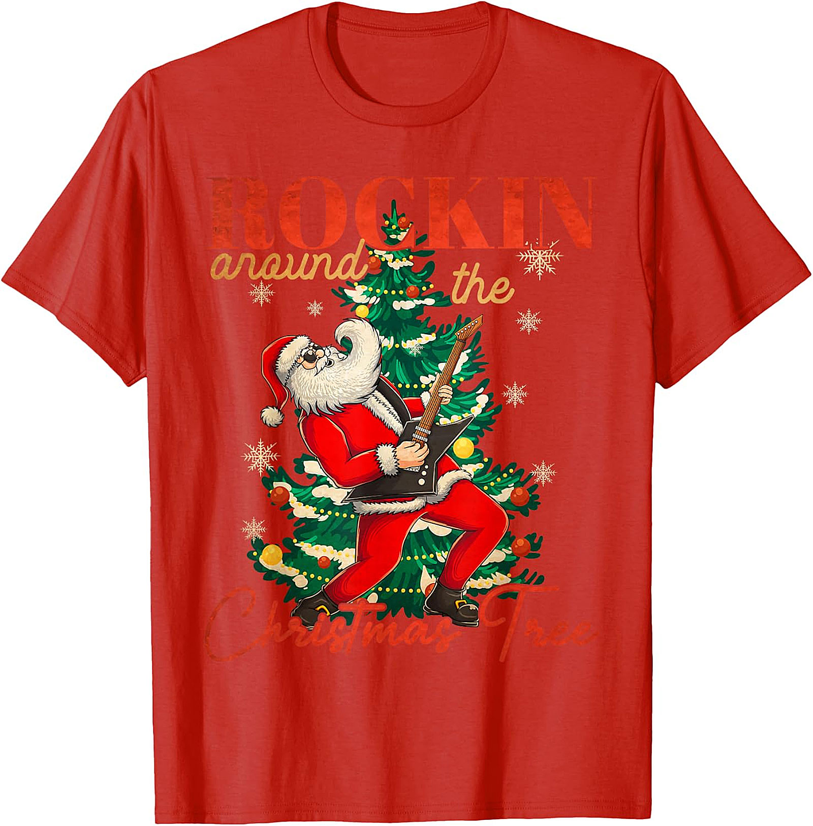 Rockin' Santa Guitar Christmas Tree Apparel - Festive & Edgy