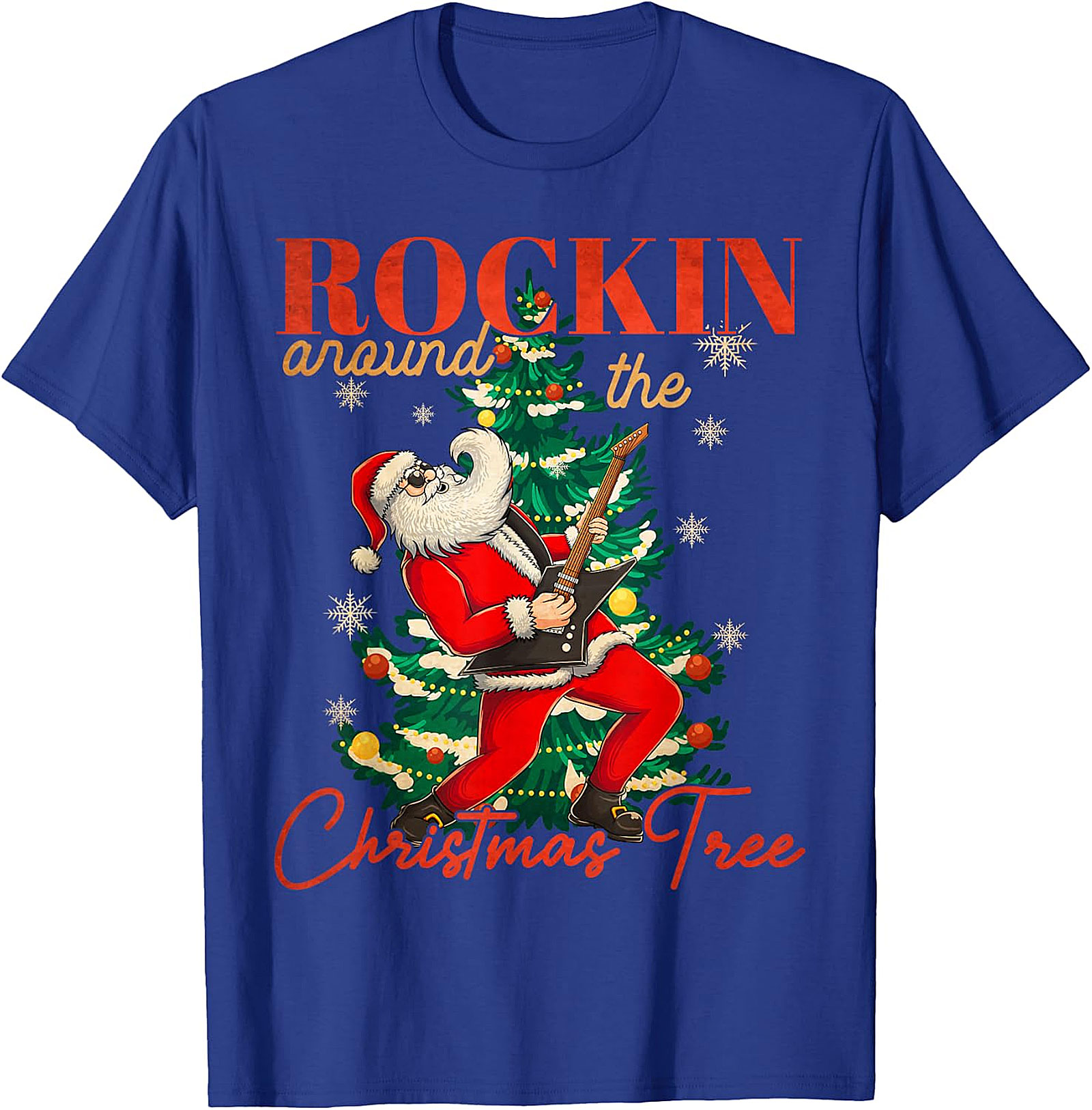 Rockin' Santa Guitar Christmas Tree Apparel - Festive & Edgy