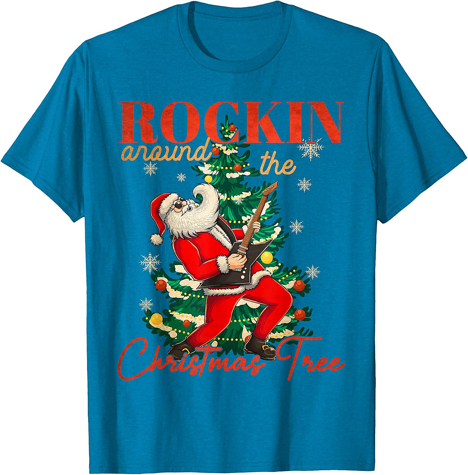 Rockin' Santa Guitar Christmas Tree Apparel - Festive & Edgy