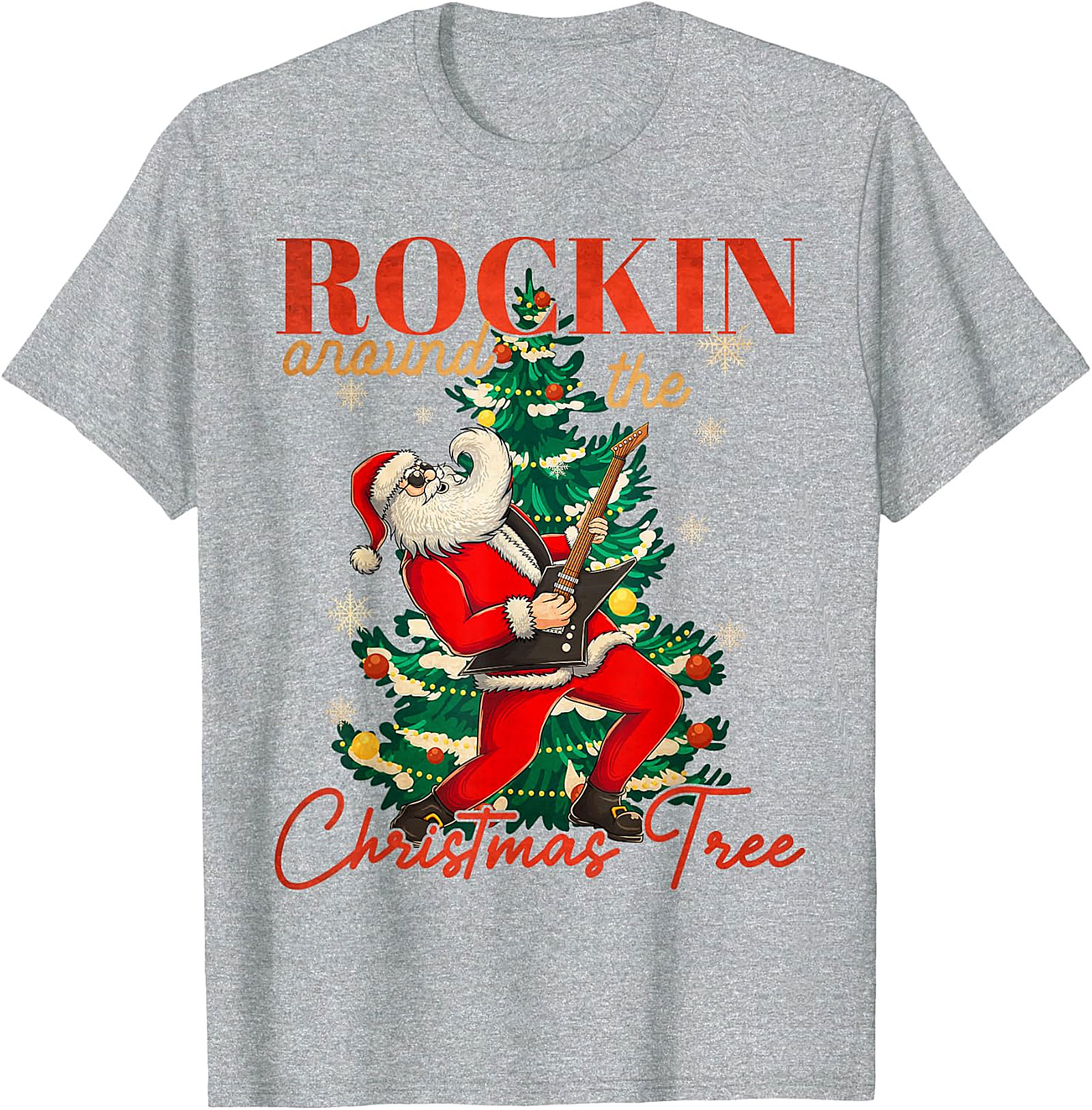 Rockin' Santa Guitar Christmas Tree Apparel - Festive & Edgy