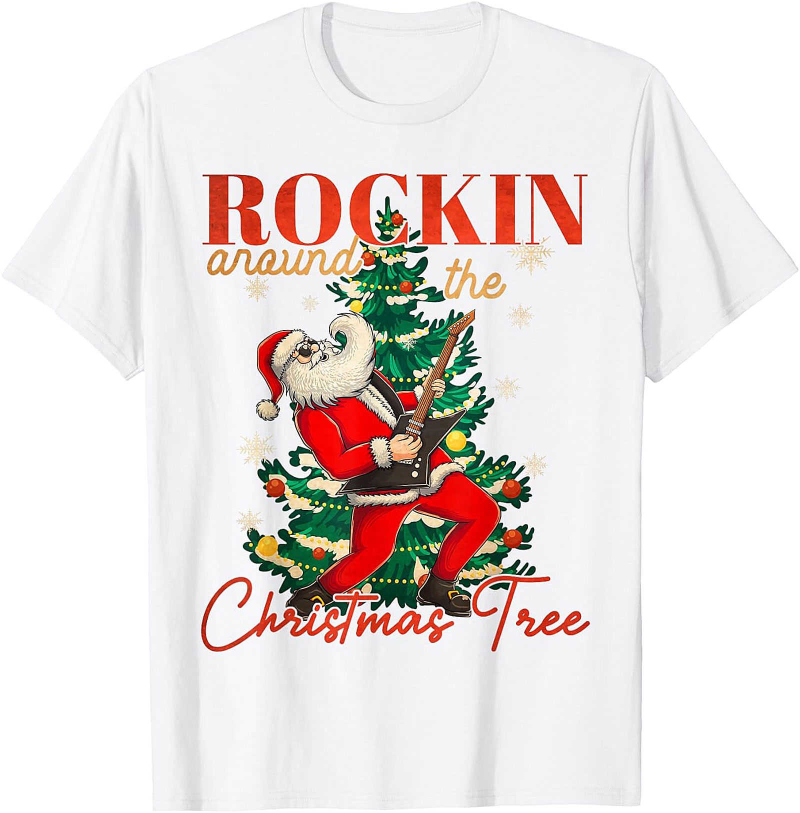 Rockin' Santa Guitar Christmas Tree Apparel - Festive & Edgy