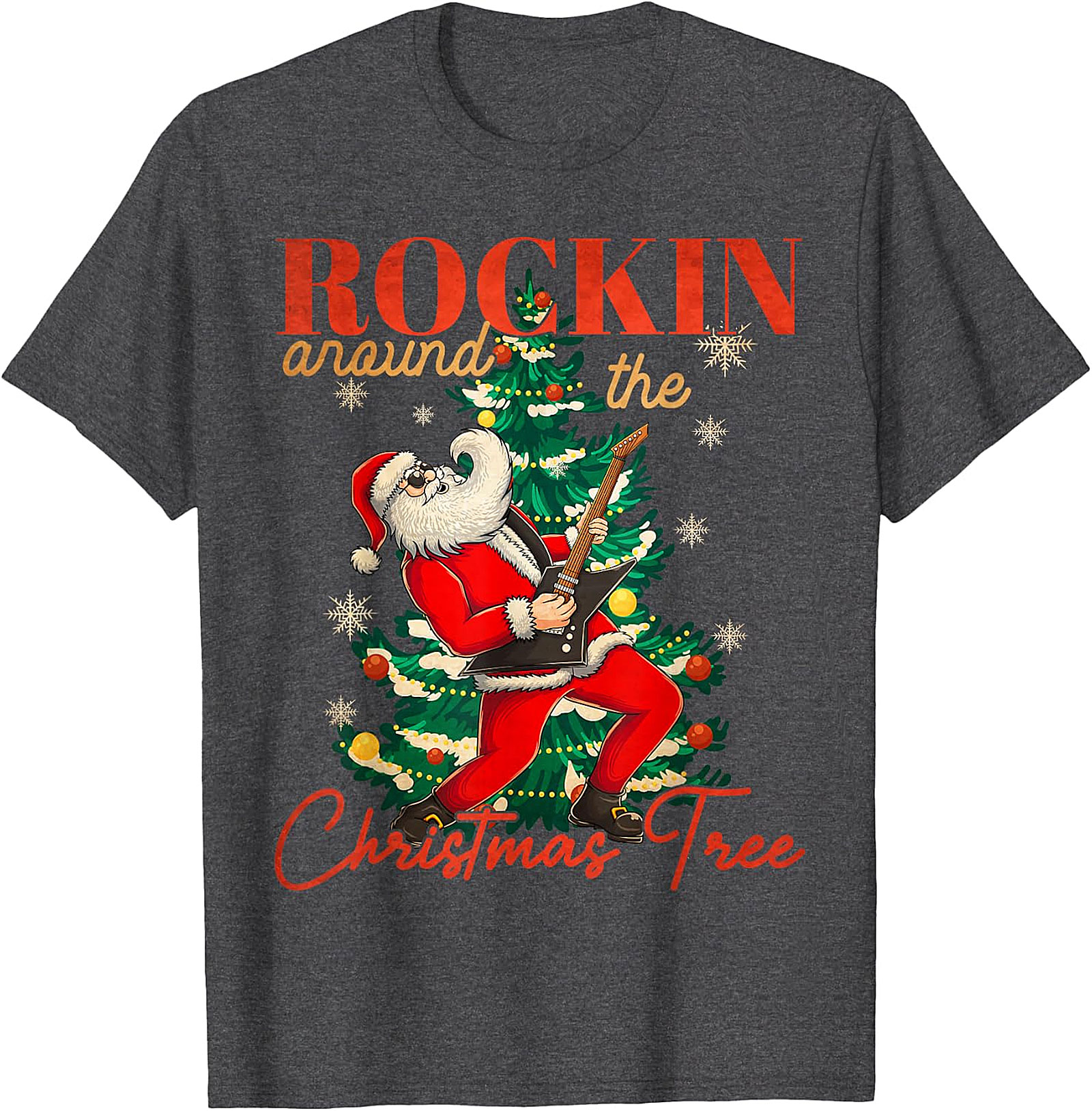 Rockin' Santa Guitar Christmas Tree Apparel - Festive & Edgy