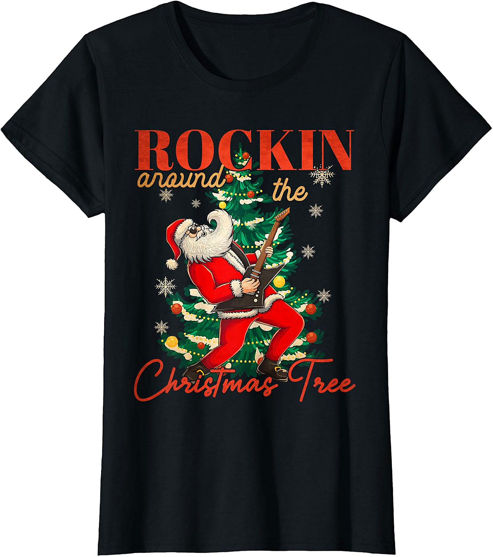 Rockin' Santa Guitar Christmas Tree Apparel - Festive & Edgy