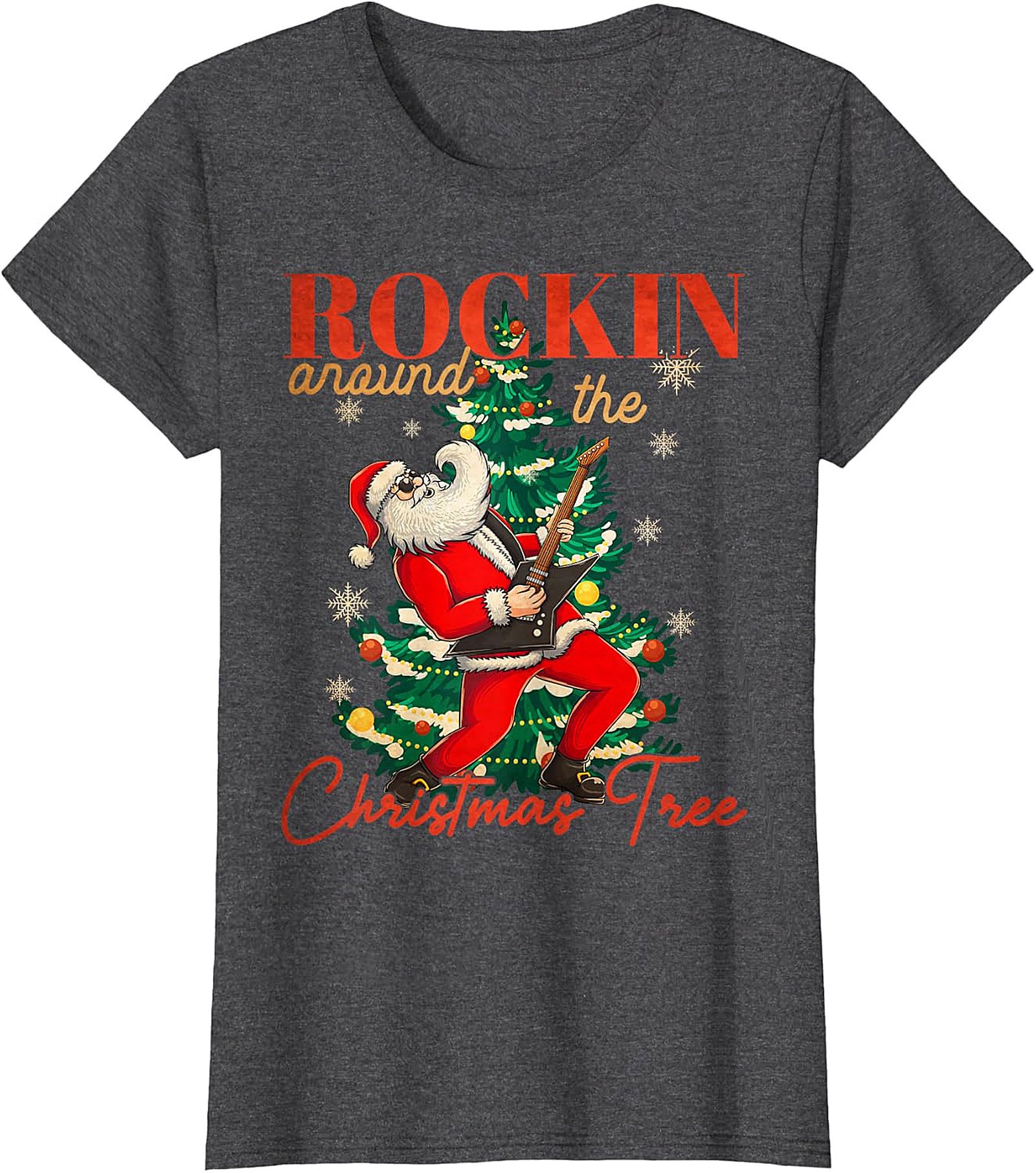 Rockin' Santa Guitar Christmas Tree Apparel - Festive & Edgy