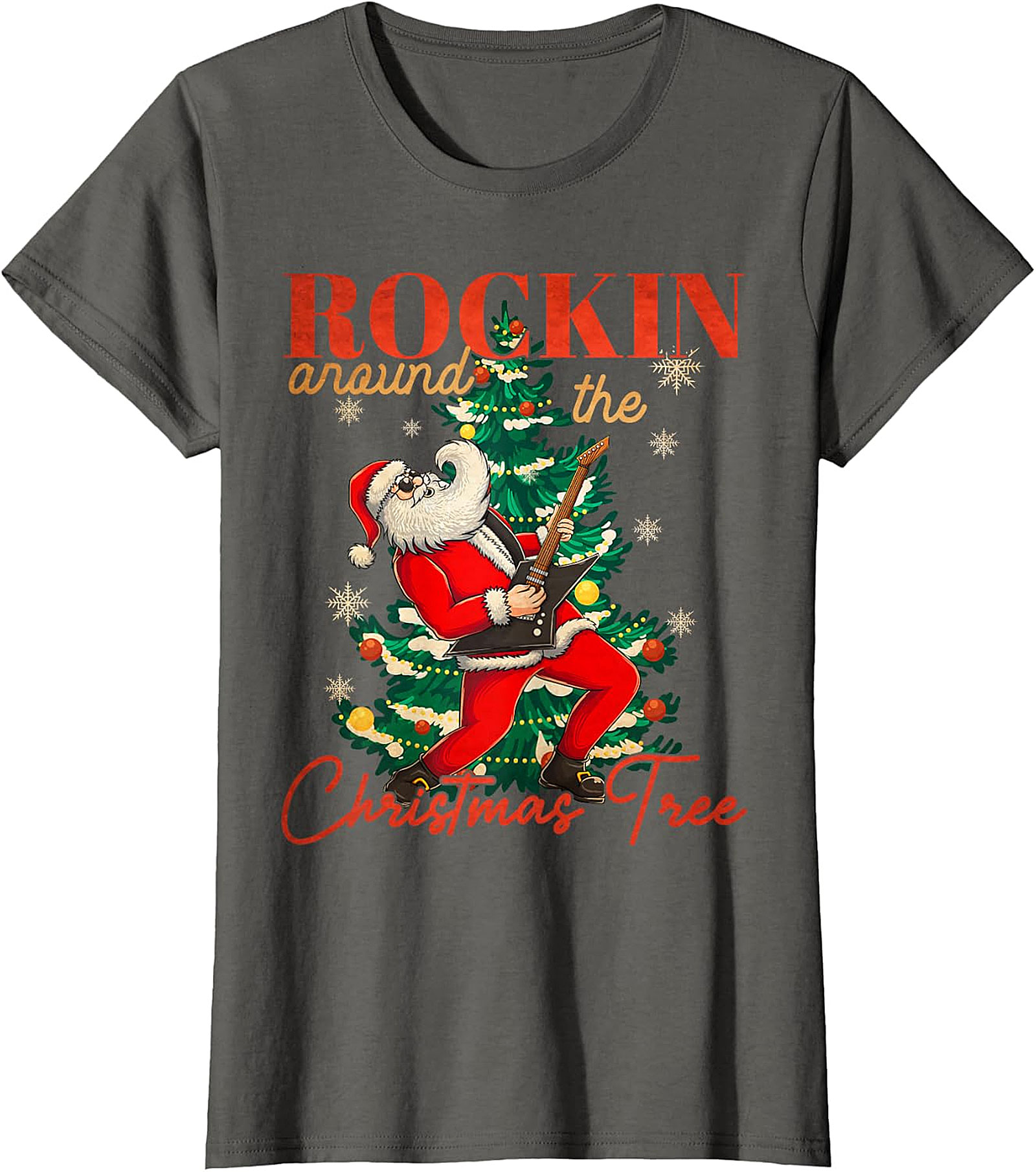 Rockin' Santa Guitar Christmas Tree Apparel - Festive & Edgy