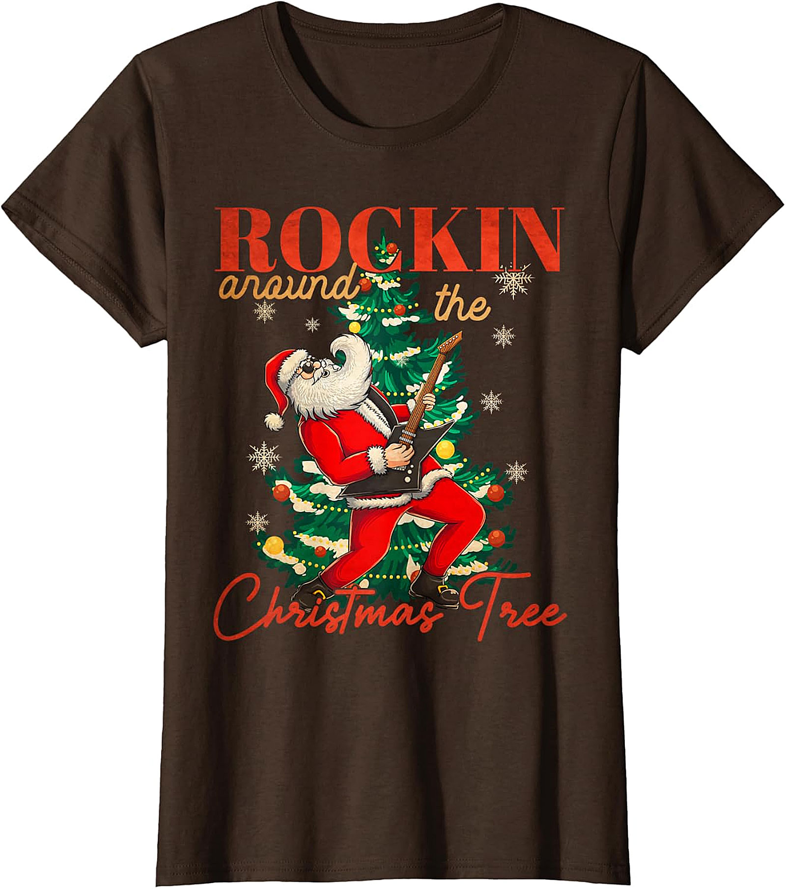 Rockin' Santa Guitar Christmas Tree Apparel - Festive & Edgy