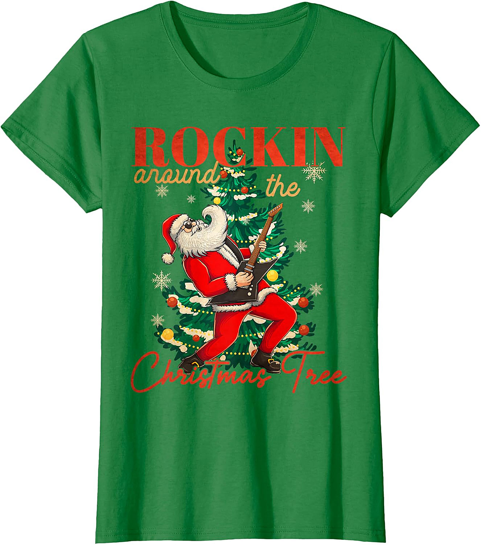 Rockin' Santa Guitar Christmas Tree Apparel - Festive & Edgy