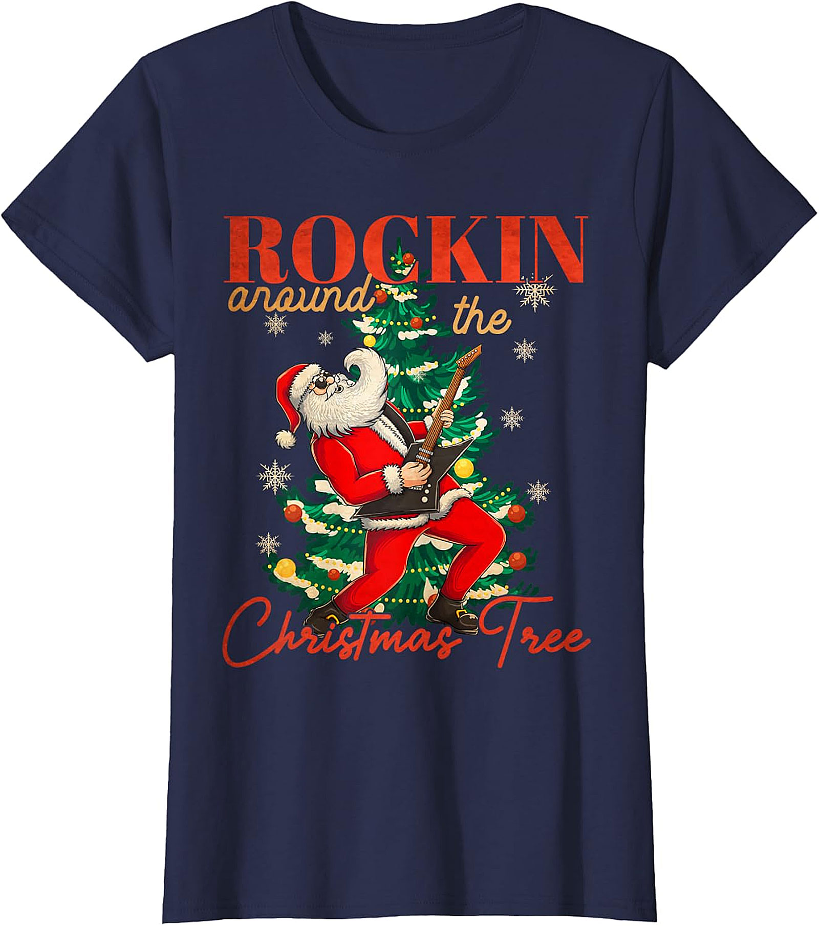 Rockin' Santa Guitar Christmas Tree Apparel - Festive & Edgy