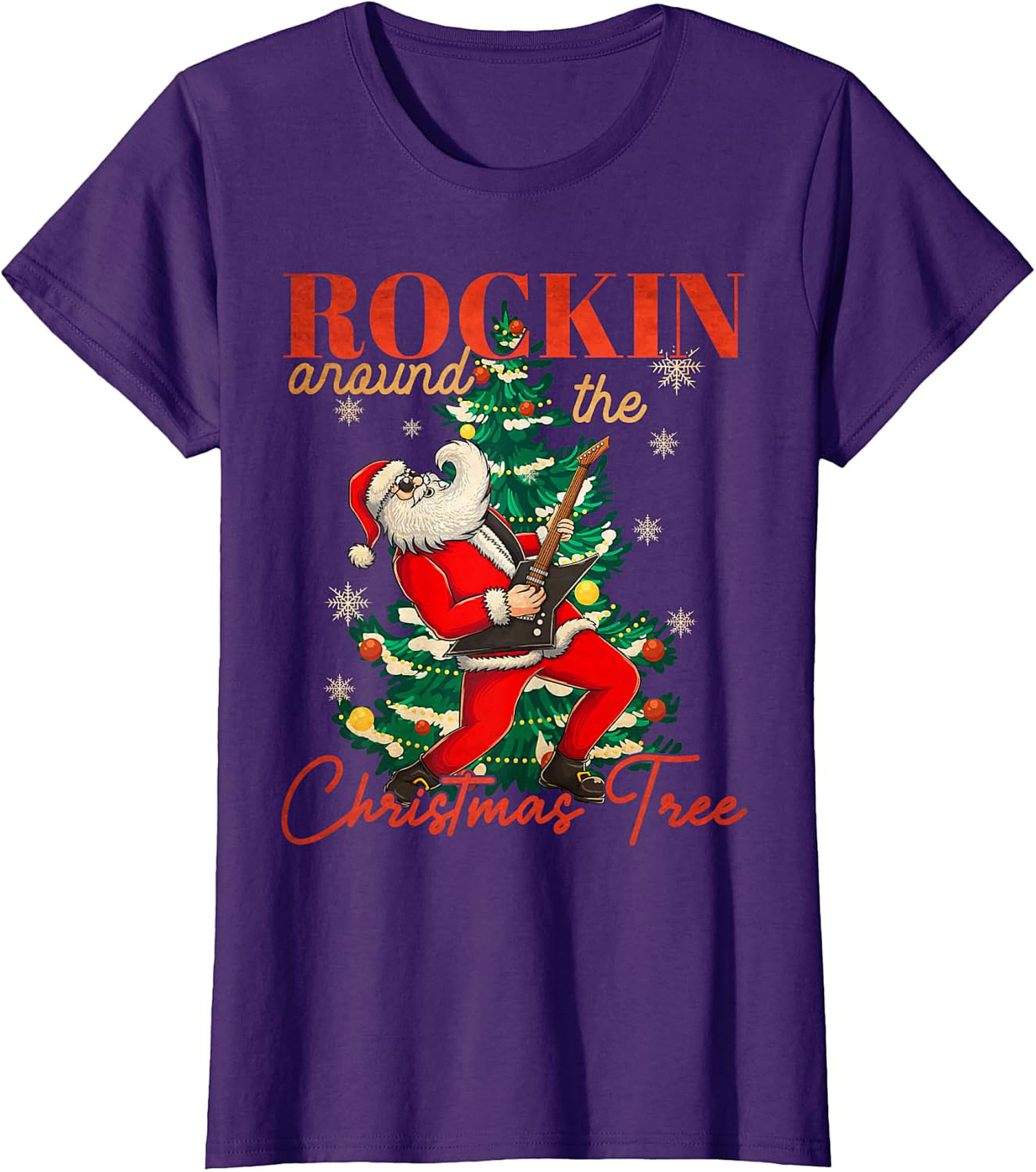 Rockin' Santa Guitar Christmas Tree Apparel - Festive & Edgy