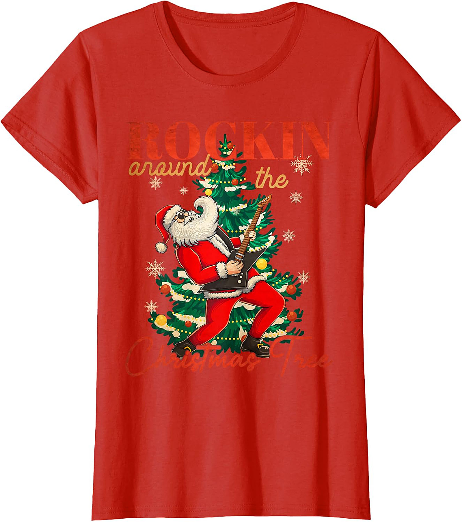 Rockin' Santa Guitar Christmas Tree Apparel - Festive & Edgy
