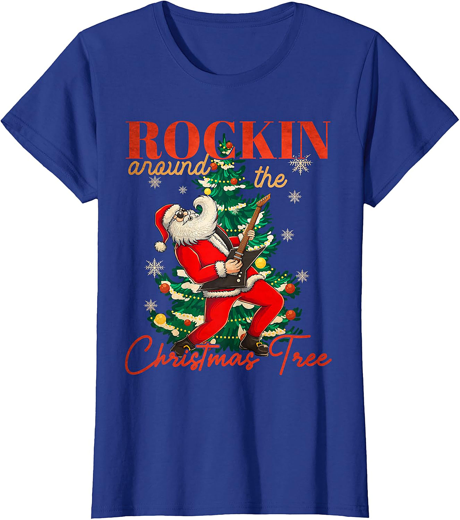 Rockin' Santa Guitar Christmas Tree Apparel - Festive & Edgy
