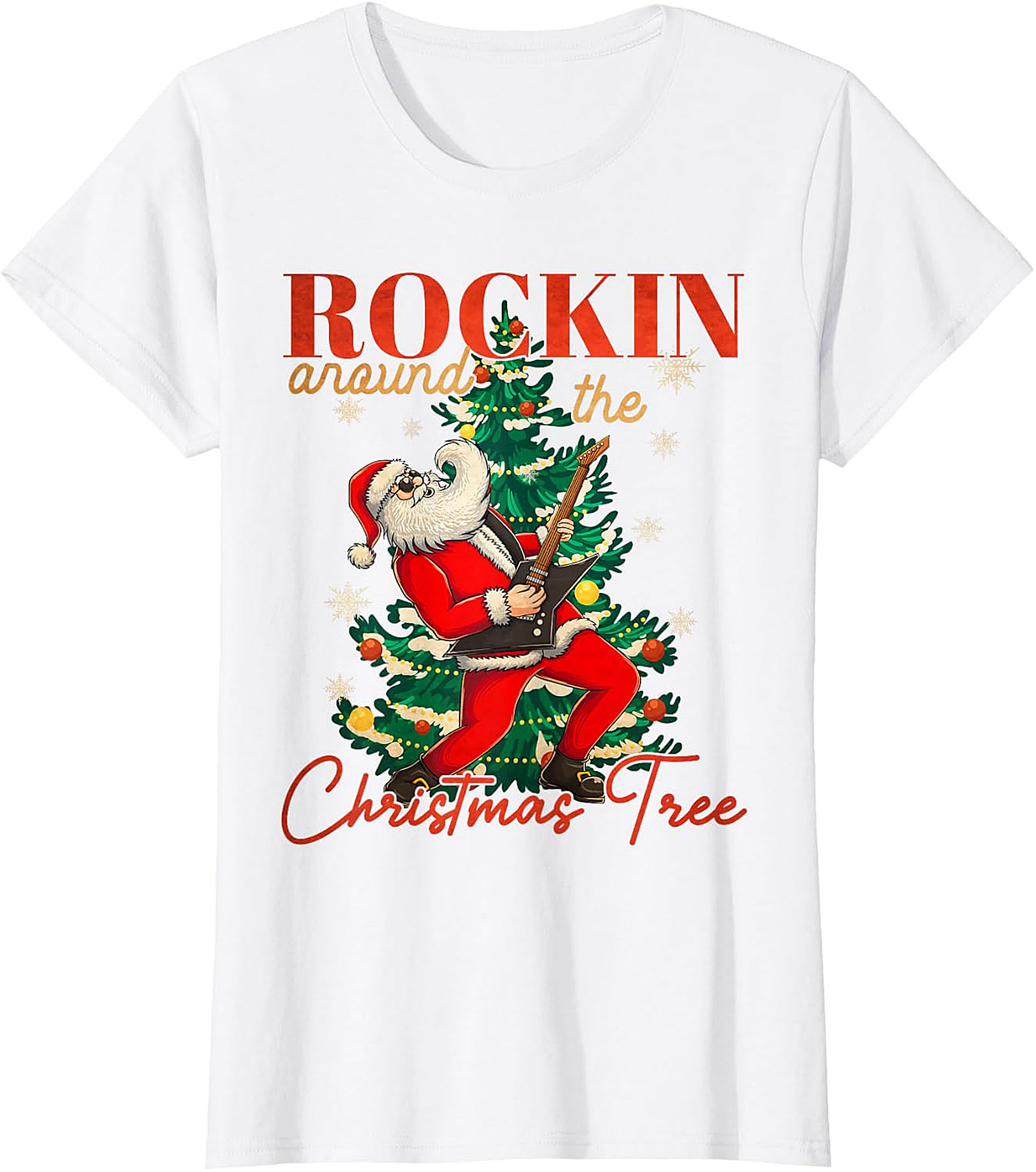 Rockin' Santa Guitar Christmas Tree Apparel - Festive & Edgy