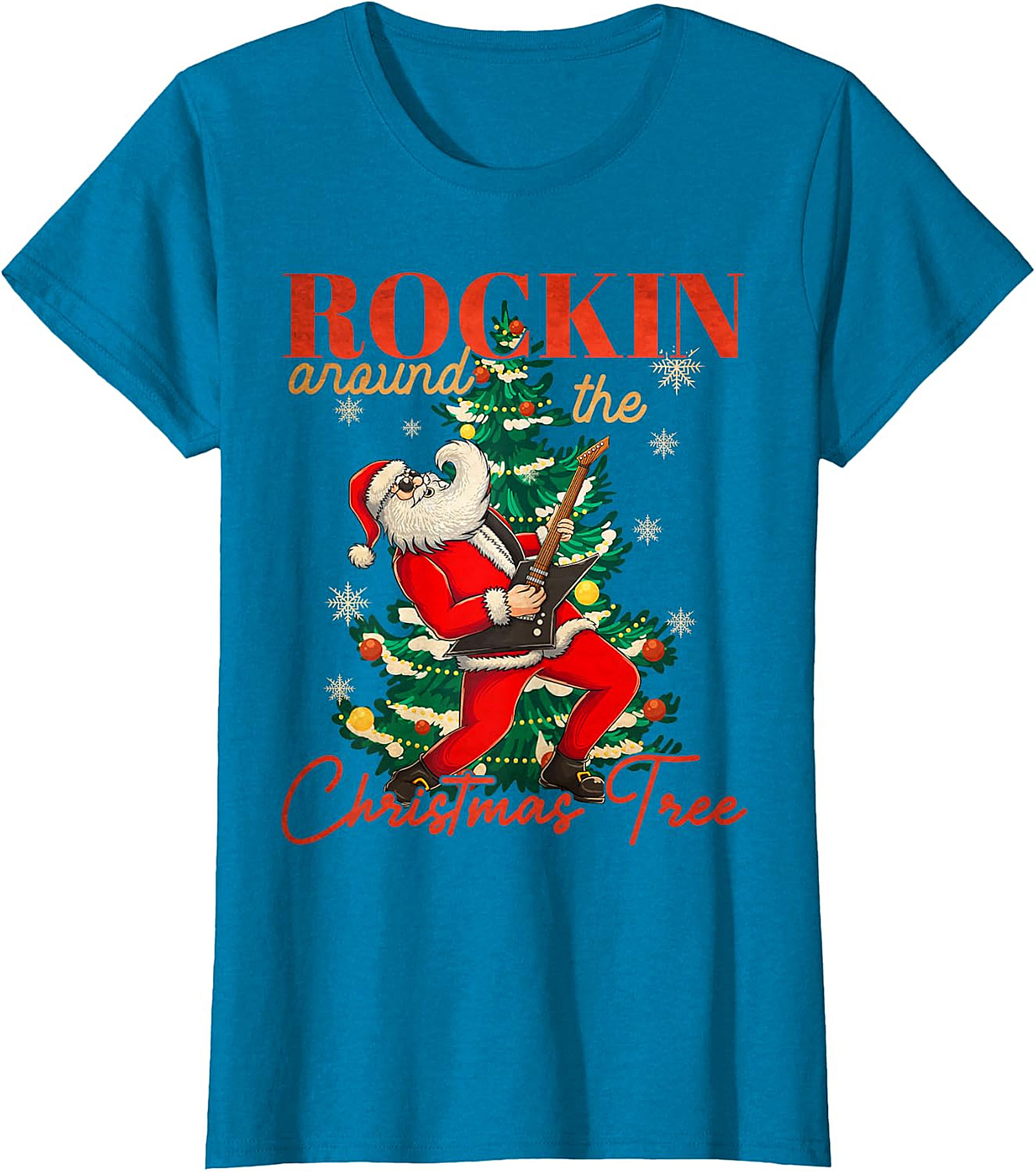 Rockin' Santa Guitar Christmas Tree Apparel - Festive & Edgy