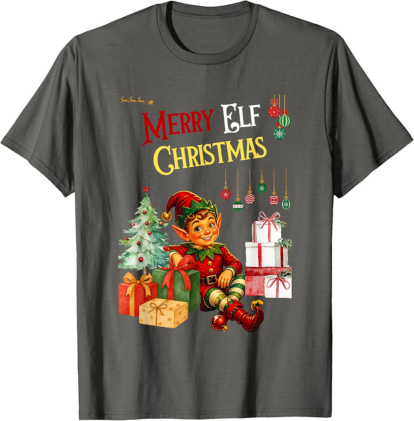 Vintage Elf Christmas Tee | Festive Holiday Apparel