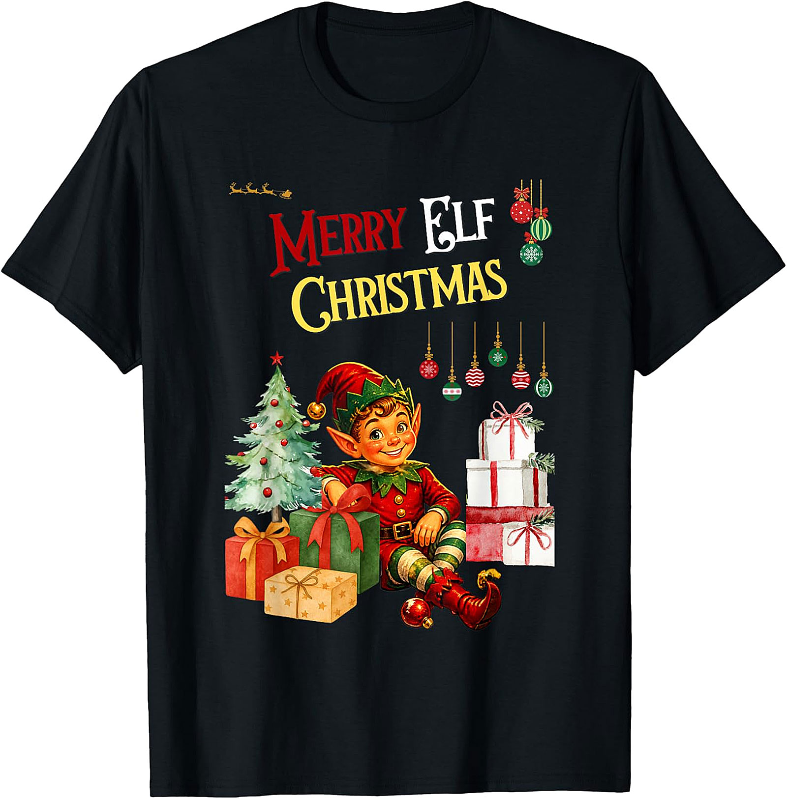 Vintage Elf Christmas Tee | Festive Holiday Apparel