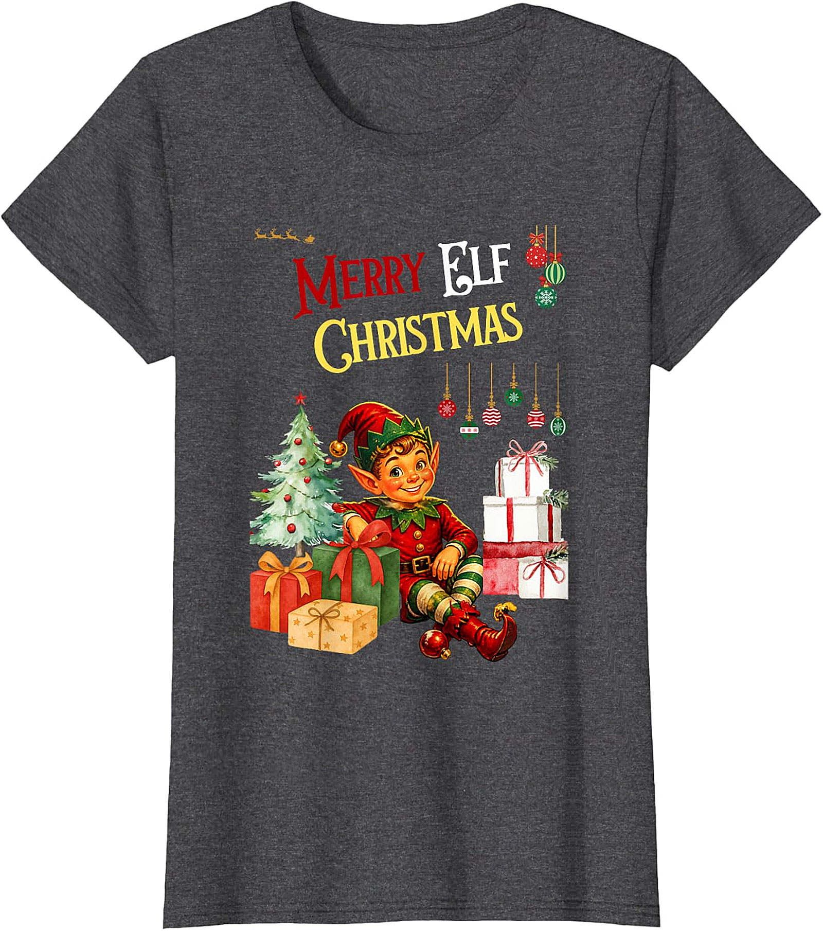 Vintage Elf Christmas Tee | Festive Holiday Apparel