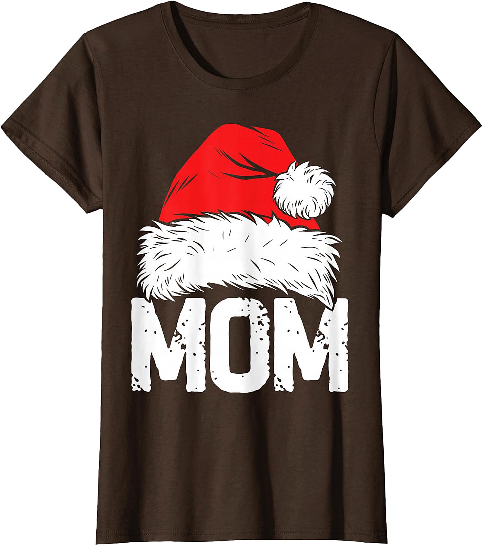 Christmas Mom Santa Hat T-Shirt | Festive Holiday Tee