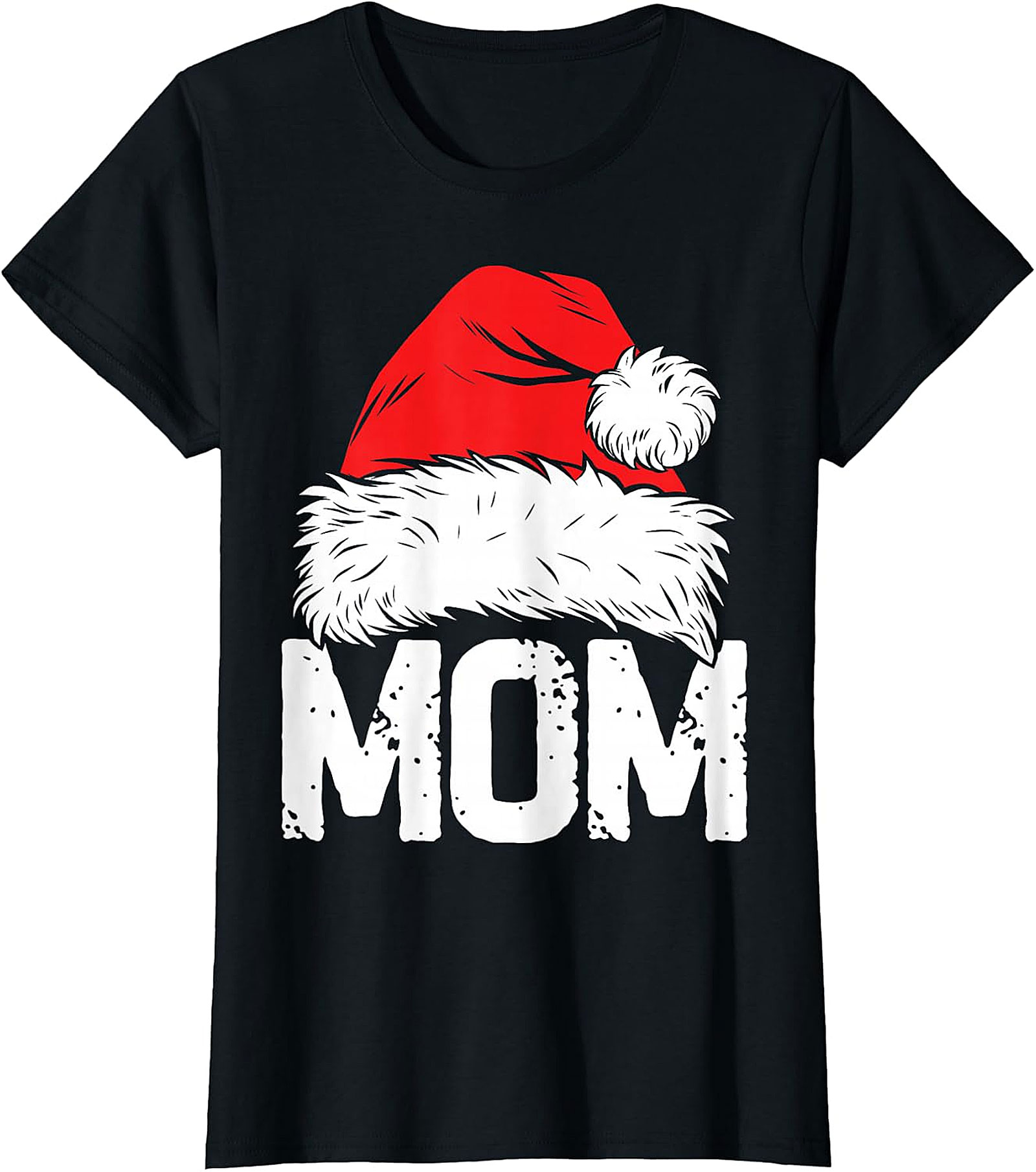 Christmas Mom Santa Hat T-Shirt | Festive Holiday Tee