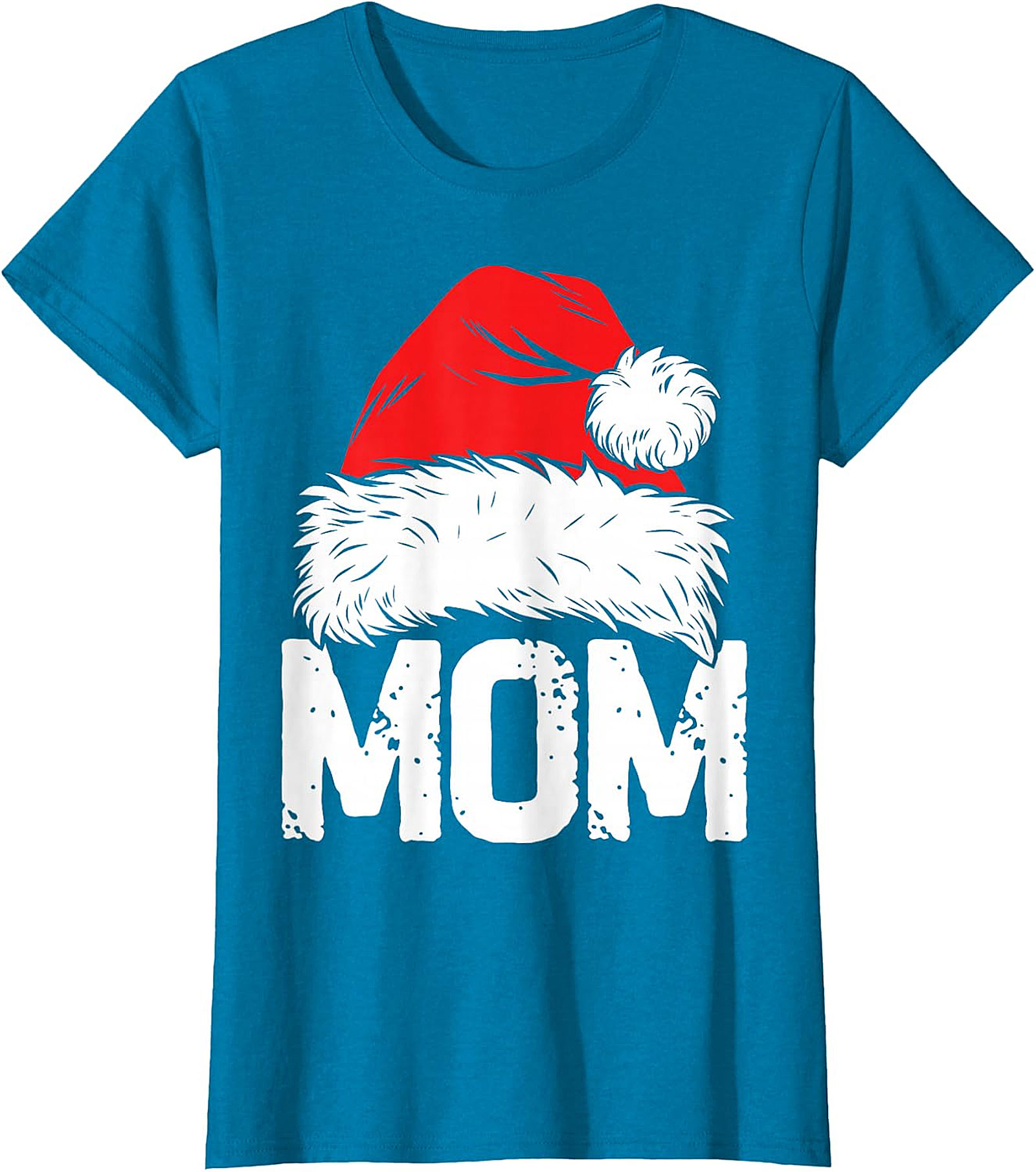 Christmas Mom Santa Hat T-Shirt | Festive Holiday Tee