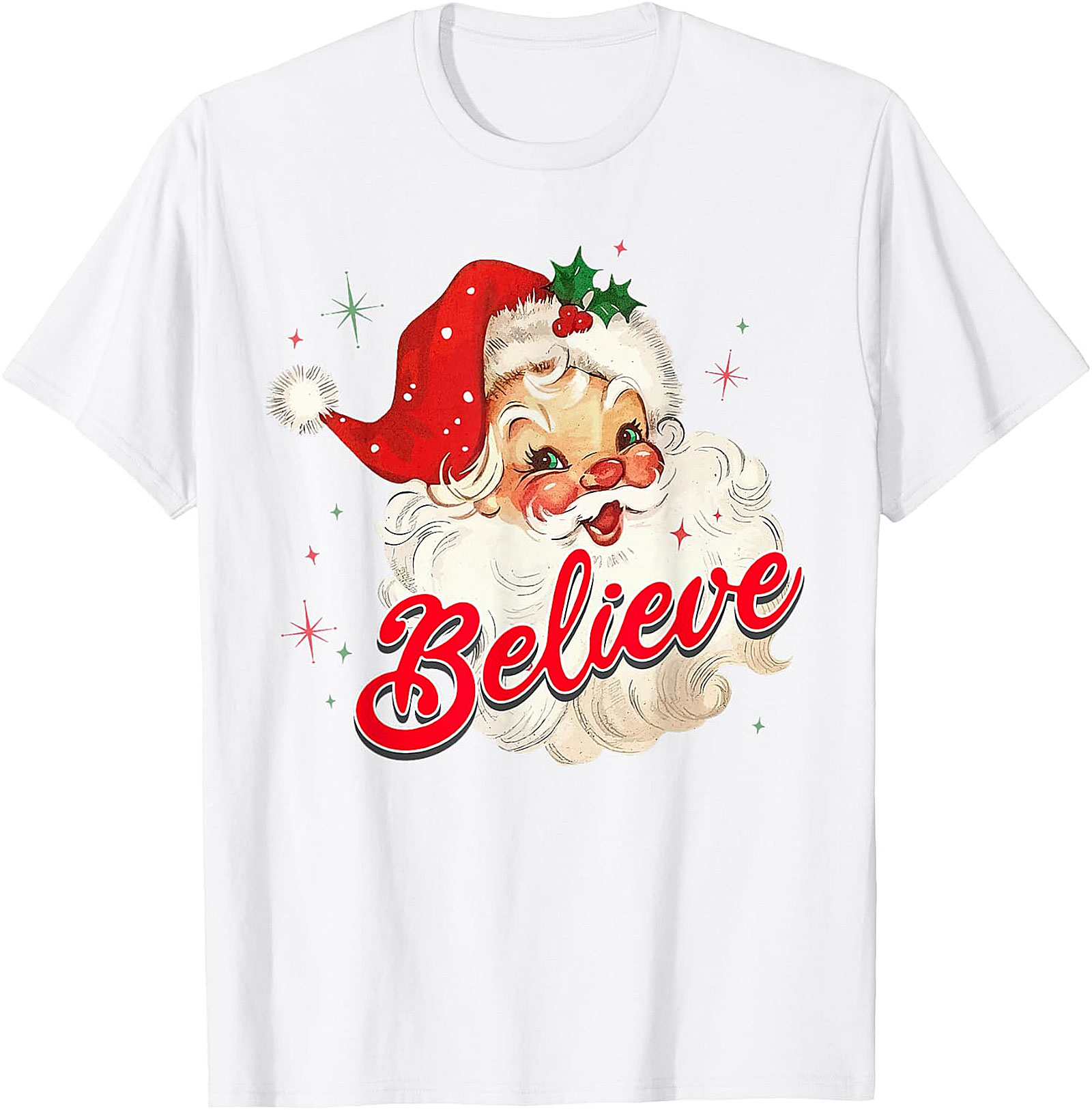  Vintage Santa Believe Christmas T-Shirt | Retro Holiday Tee