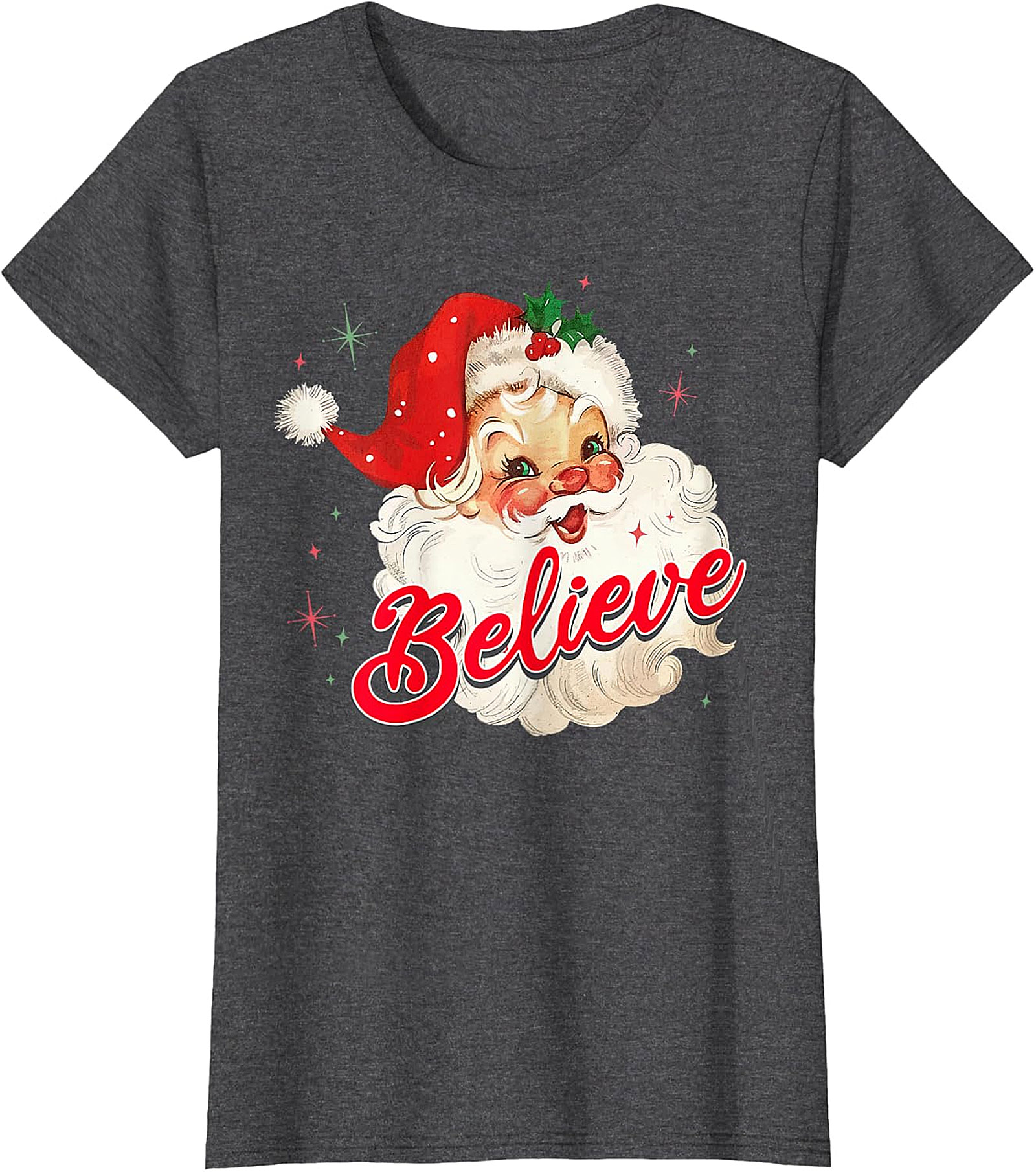  Vintage Santa Believe Christmas T-Shirt | Retro Holiday Tee