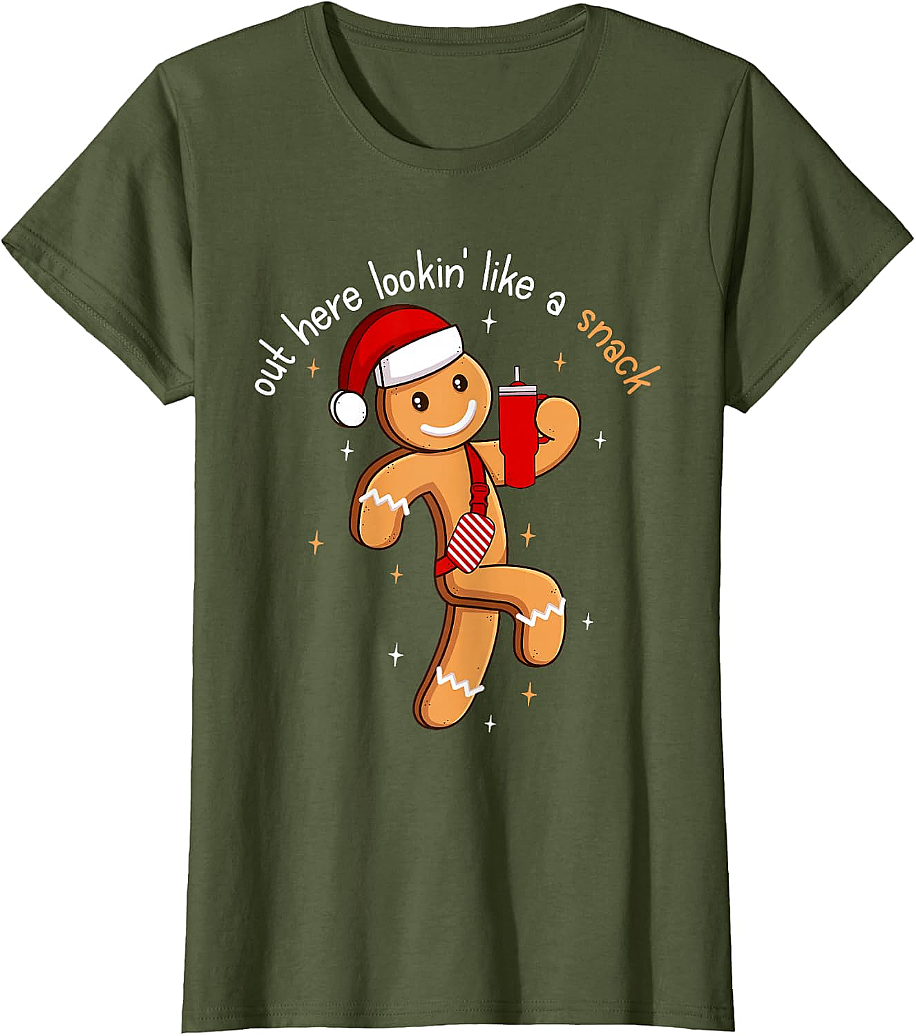 Funny Gingerbread Snack Christmas T-Shirt Holiday Tee