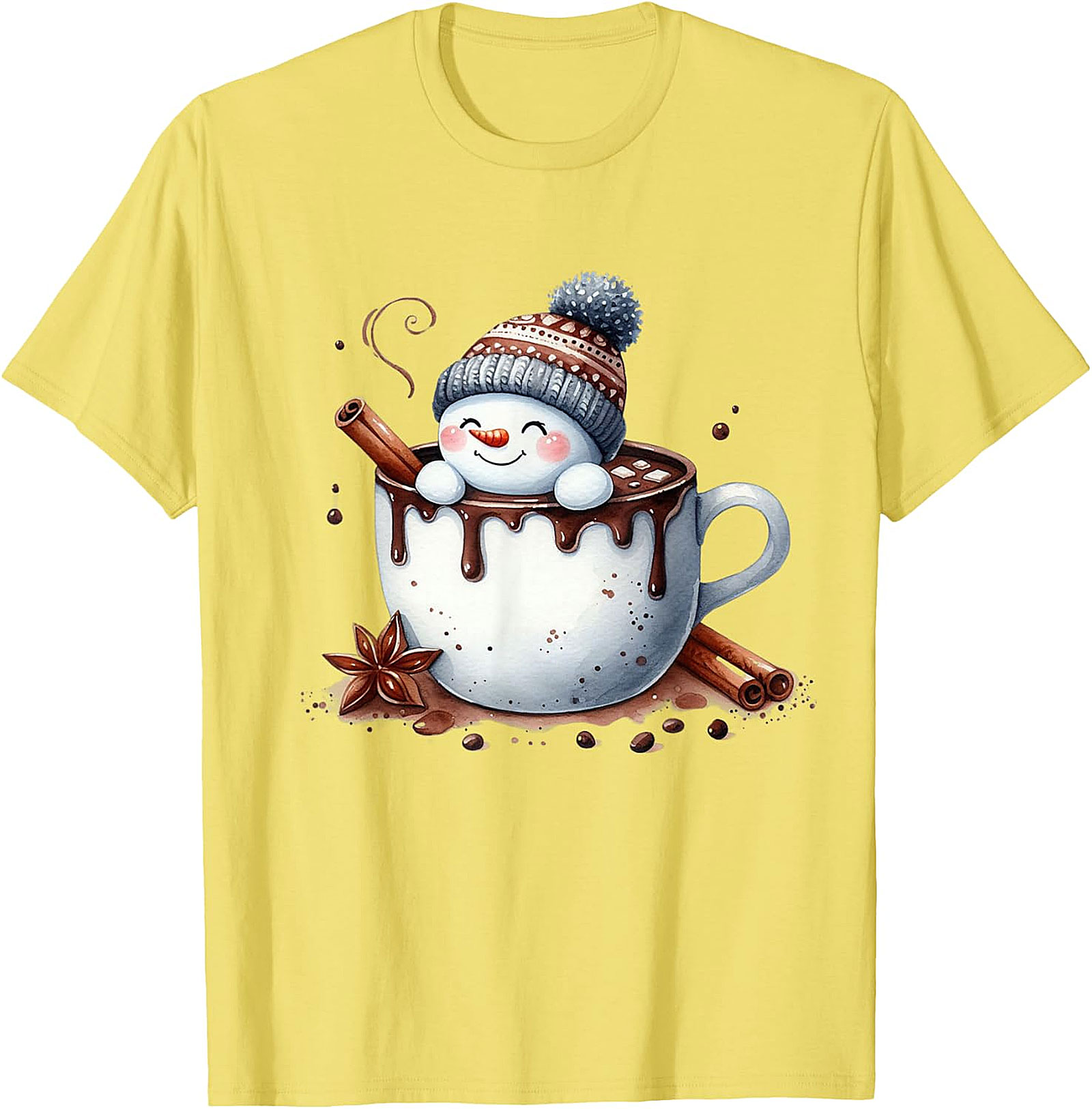 Cute Snowman Hot Chocolate Holiday Graphic | Cozy Winter Design