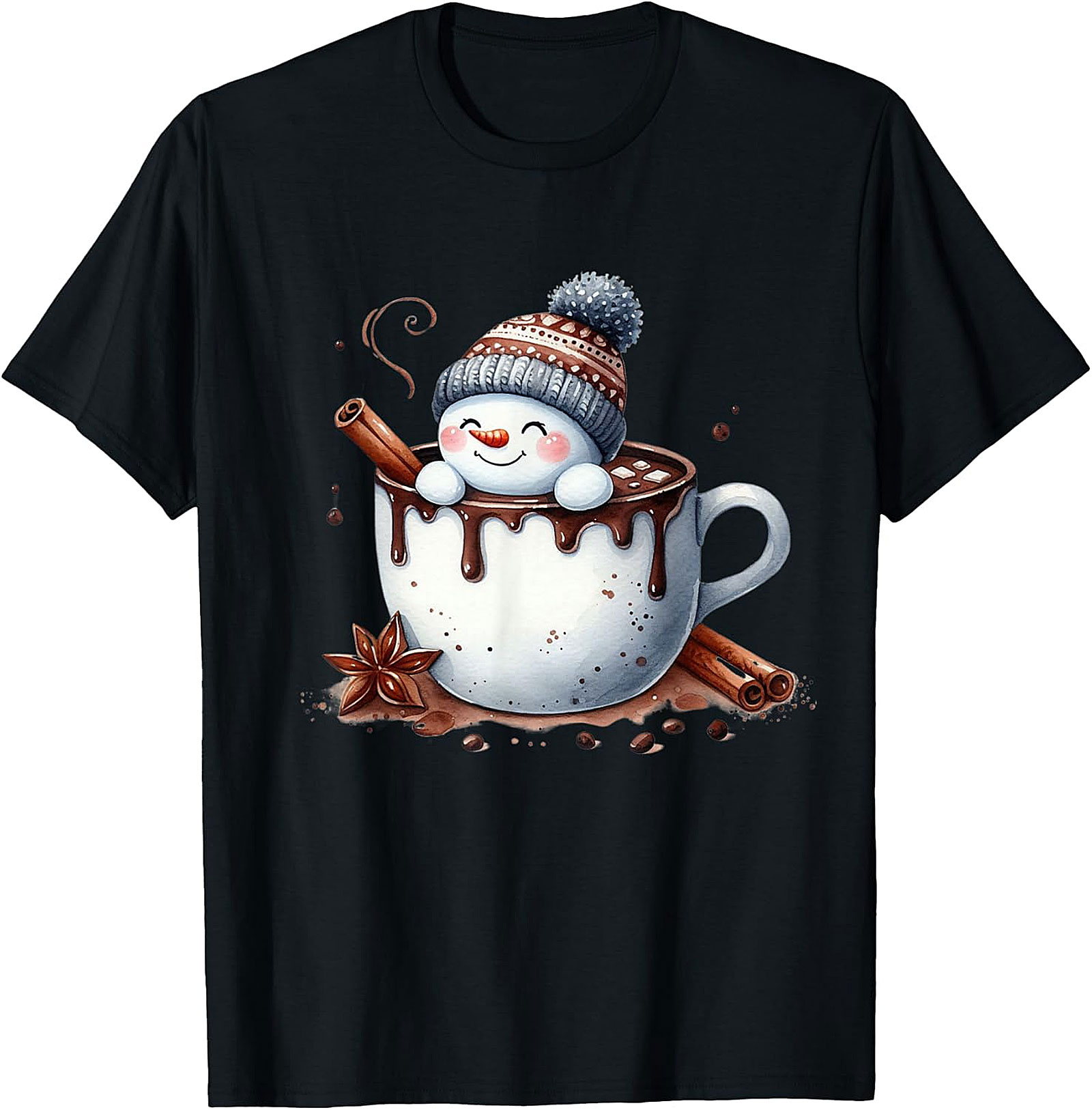 Cute Snowman Hot Chocolate Holiday Graphic | Cozy Winter Design