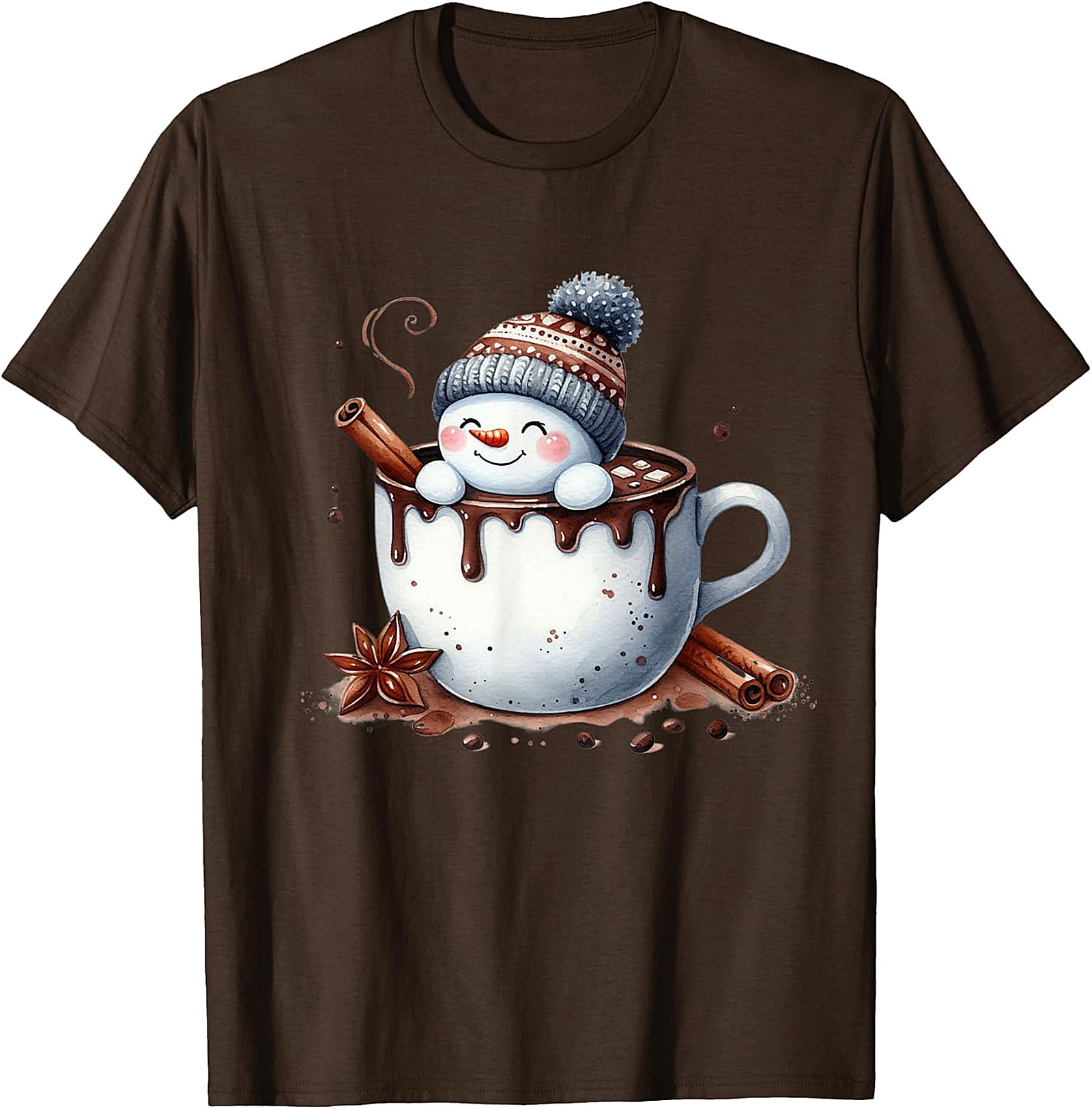 Cute Snowman Hot Chocolate Holiday Graphic | Cozy Winter Design