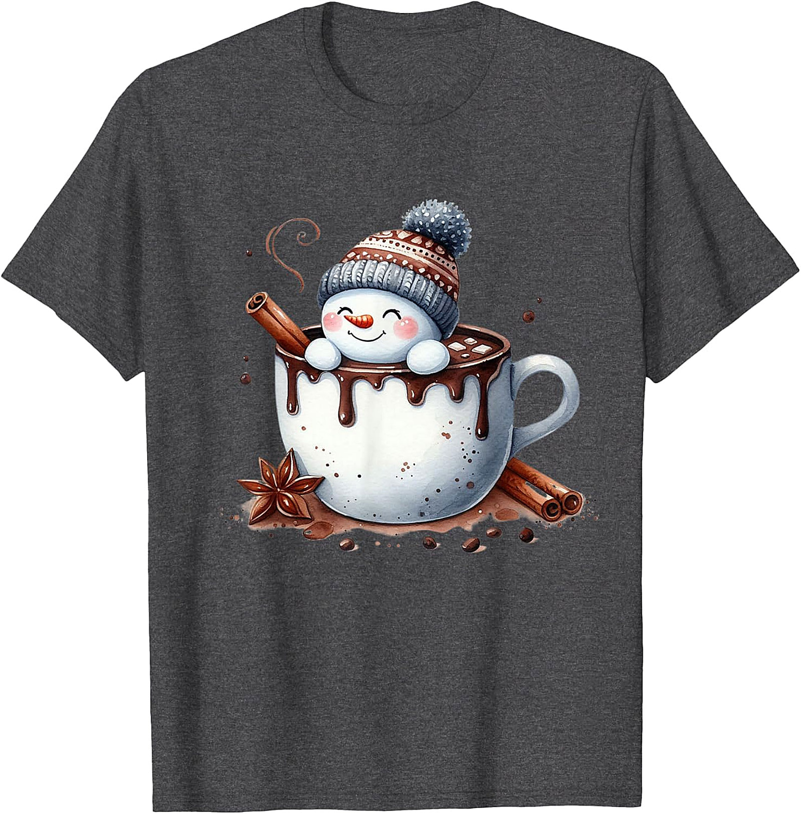 Cute Snowman Hot Chocolate Holiday Graphic | Cozy Winter Design