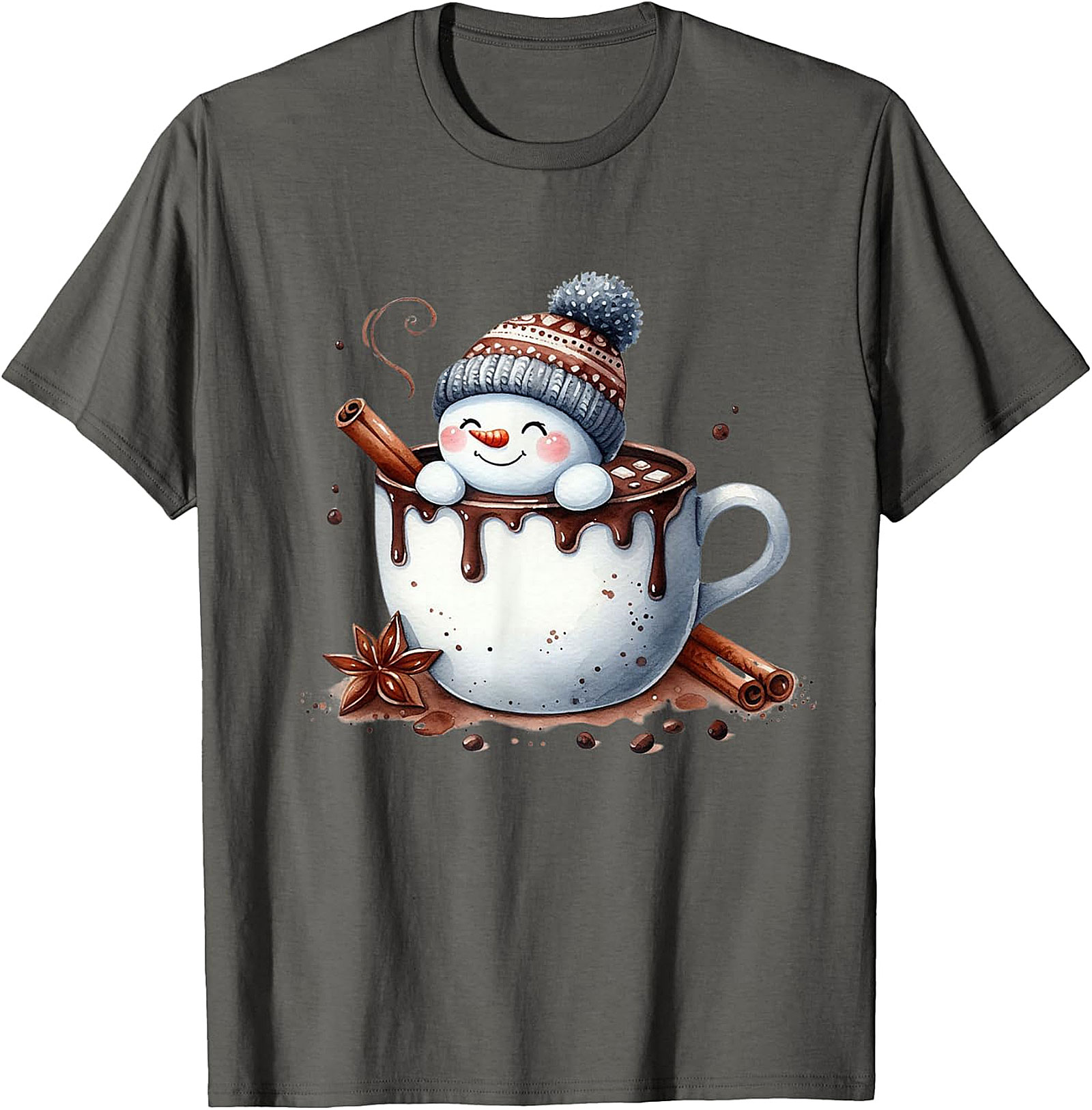 Cute Snowman Hot Chocolate Holiday Graphic | Cozy Winter Design