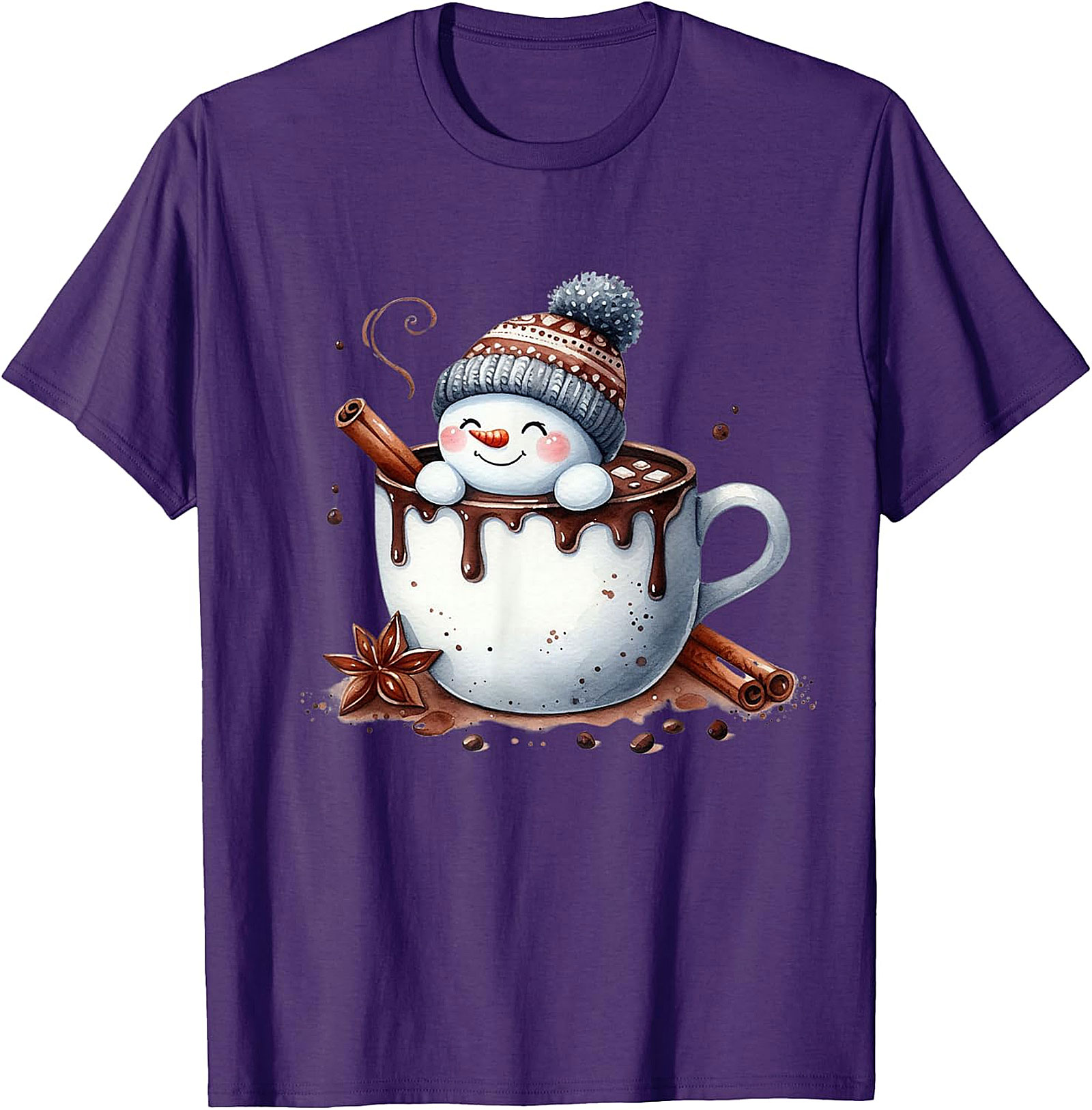 Cute Snowman Hot Chocolate Holiday Graphic | Cozy Winter Design