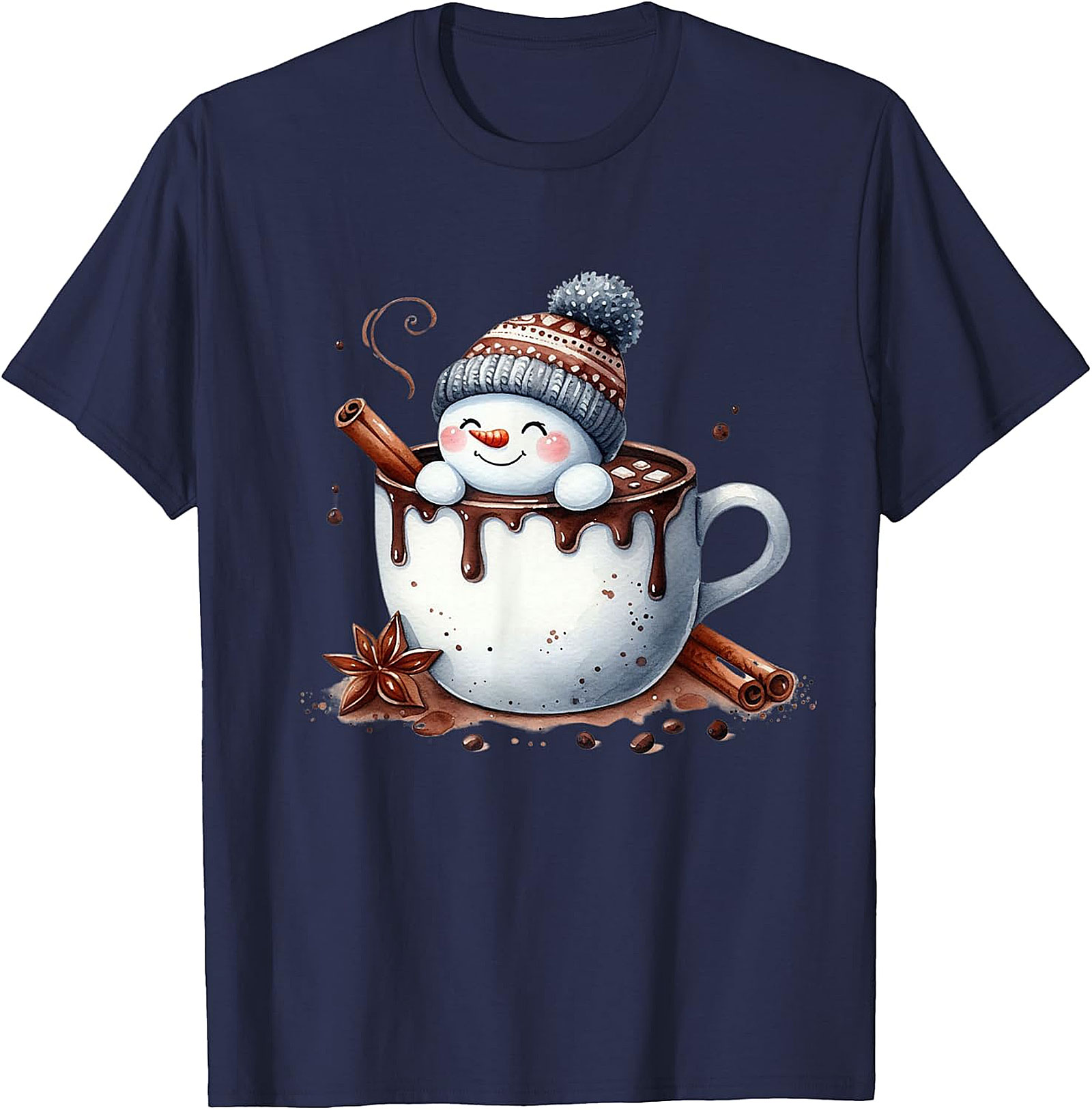 Cute Snowman Hot Chocolate Holiday Graphic | Cozy Winter Design
