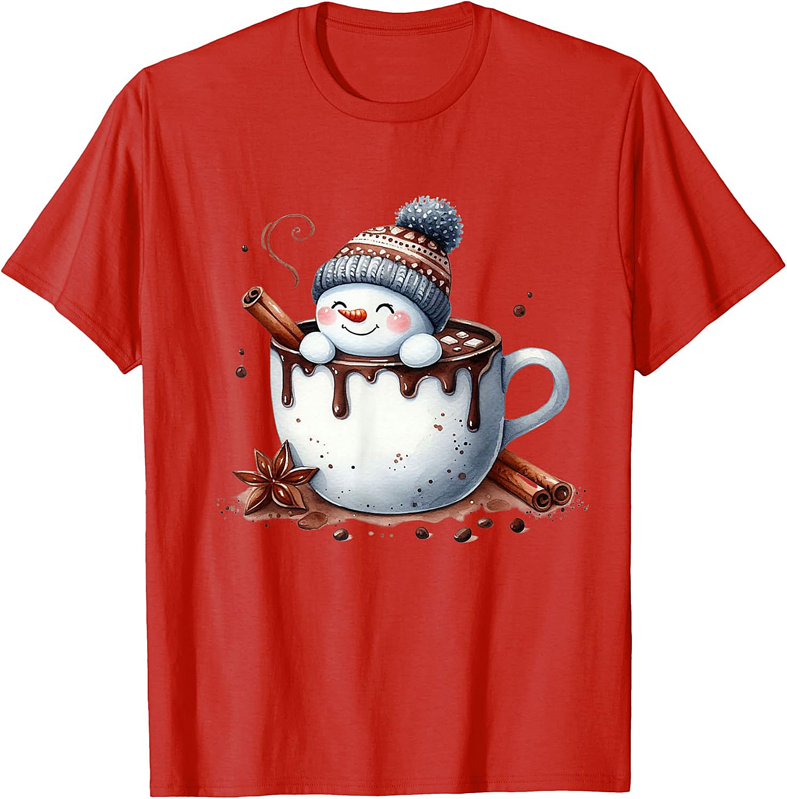 Cute Snowman Hot Chocolate Holiday Graphic | Cozy Winter Design