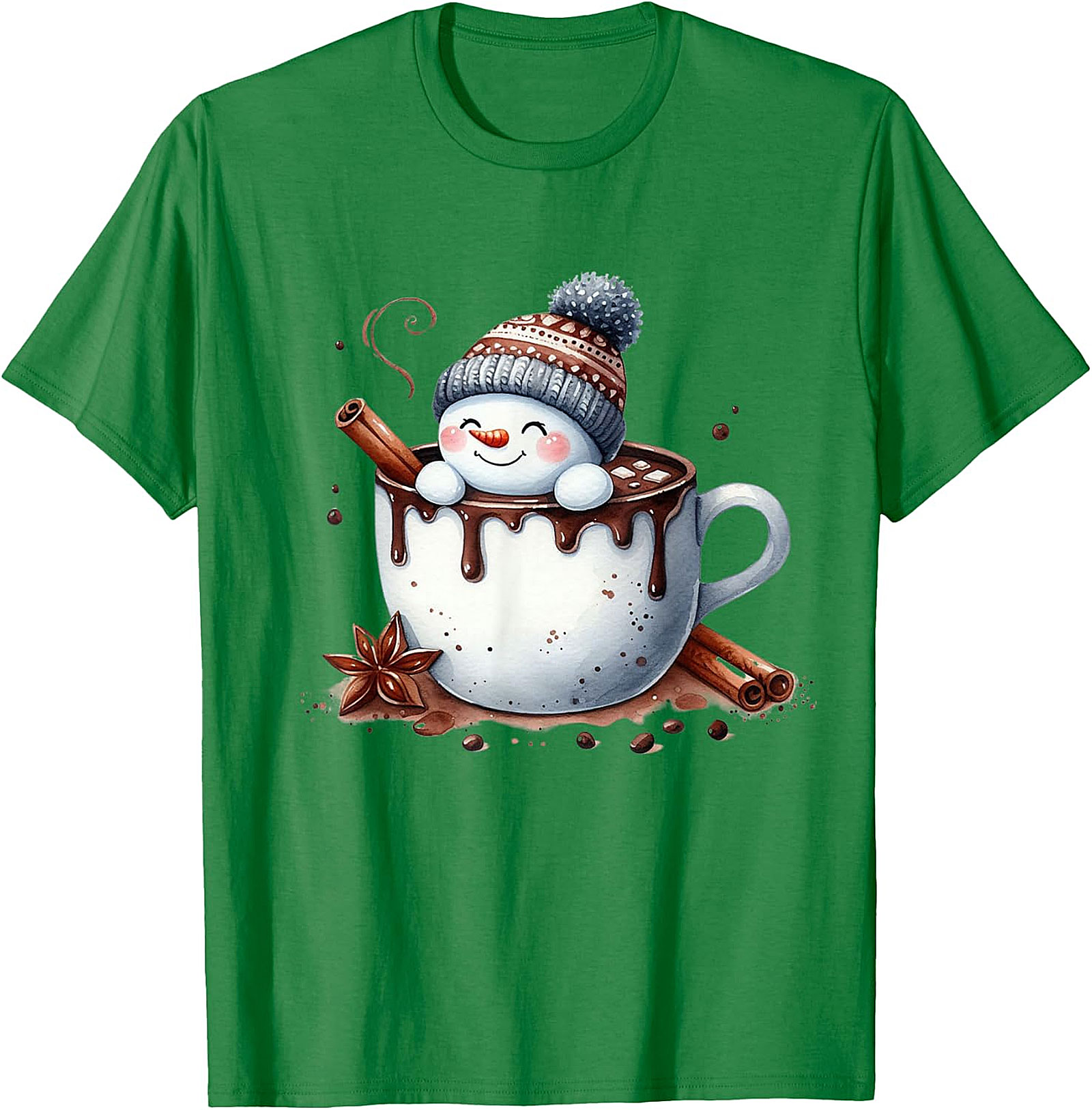 Cute Snowman Hot Chocolate Holiday Graphic | Cozy Winter Design