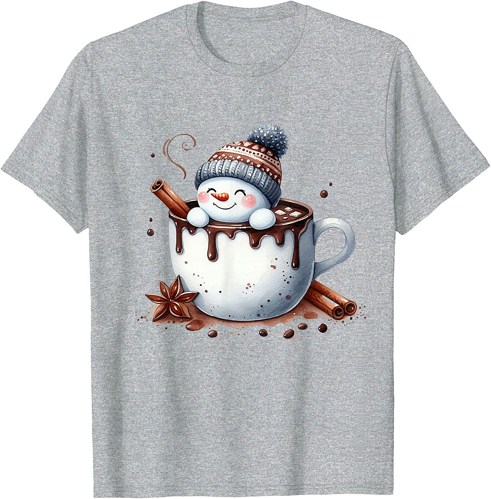 Cute Snowman Hot Chocolate Holiday Graphic | Cozy Winter Design
