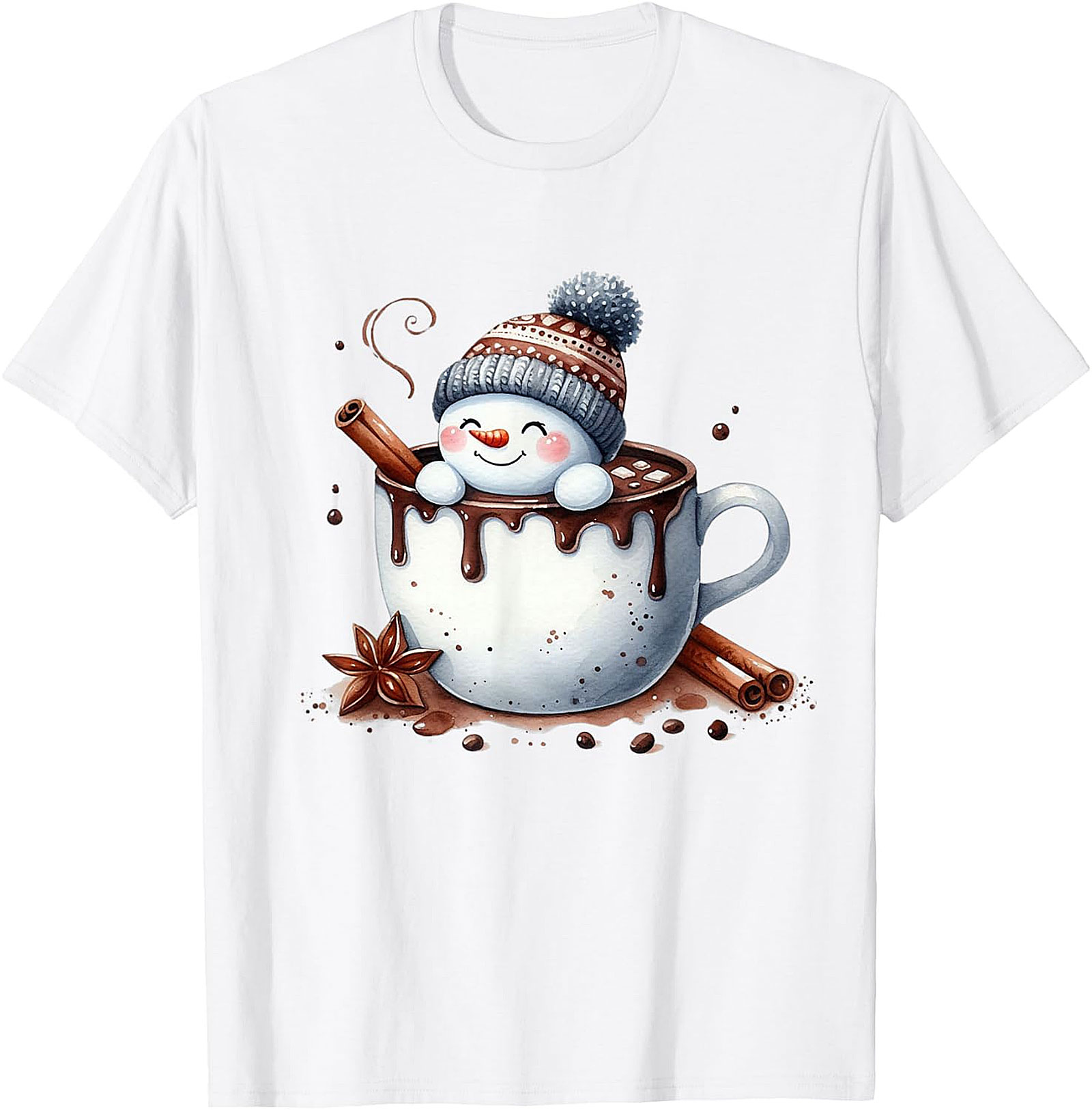 Cute Snowman Hot Chocolate Holiday Graphic | Cozy Winter Design