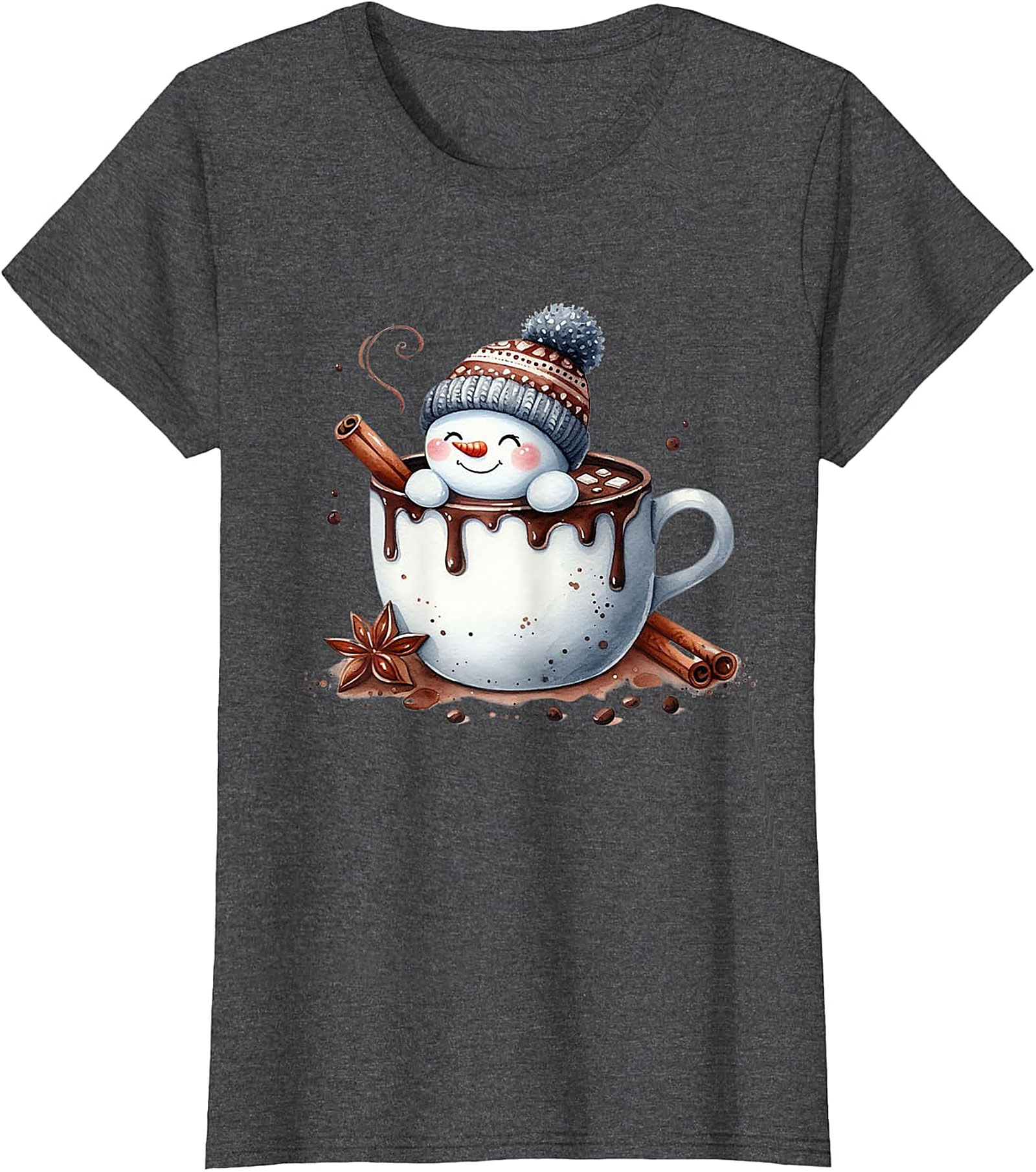 Cute Snowman Hot Chocolate Holiday Graphic | Cozy Winter Design