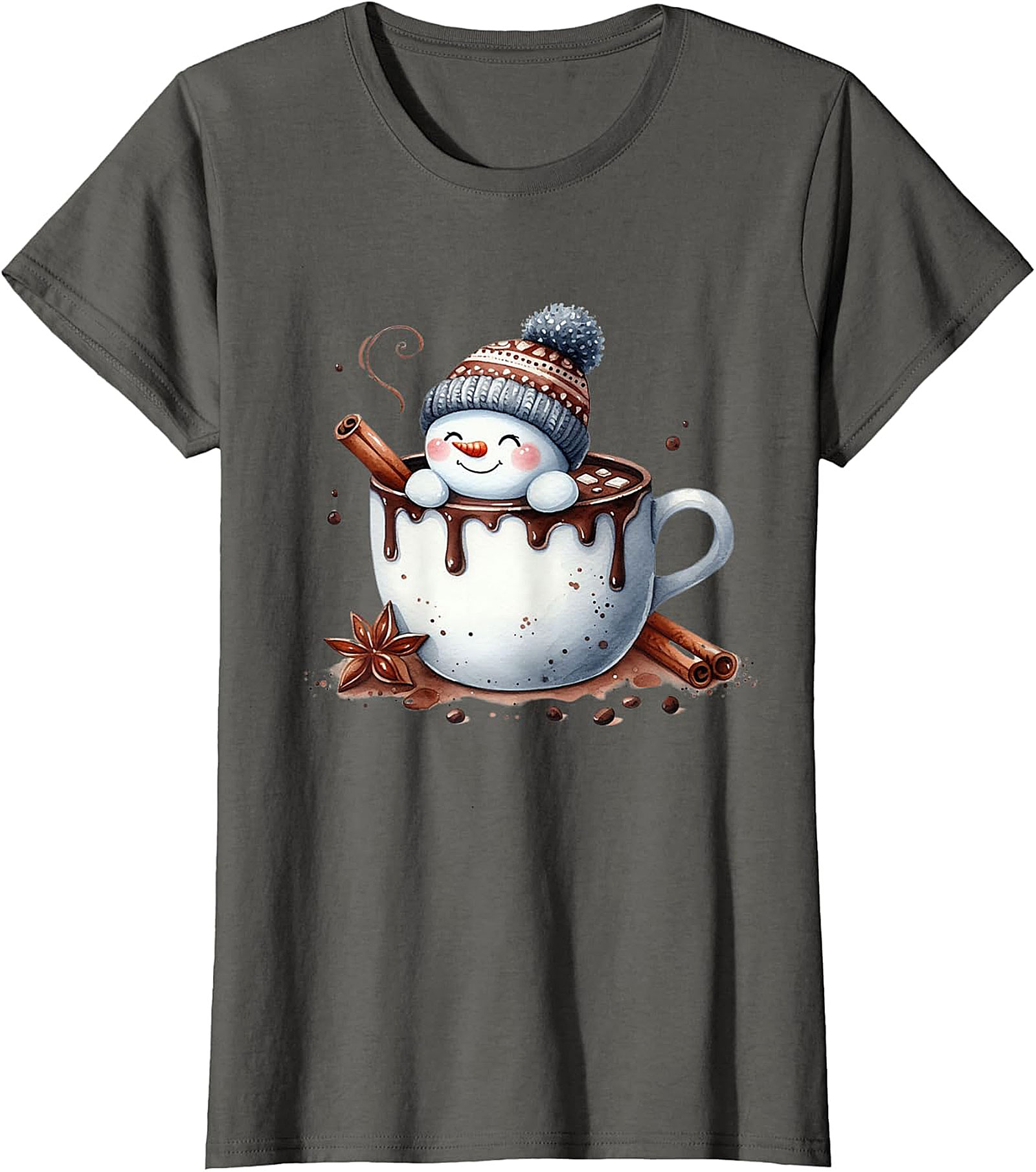 Cute Snowman Hot Chocolate Holiday Graphic | Cozy Winter Design