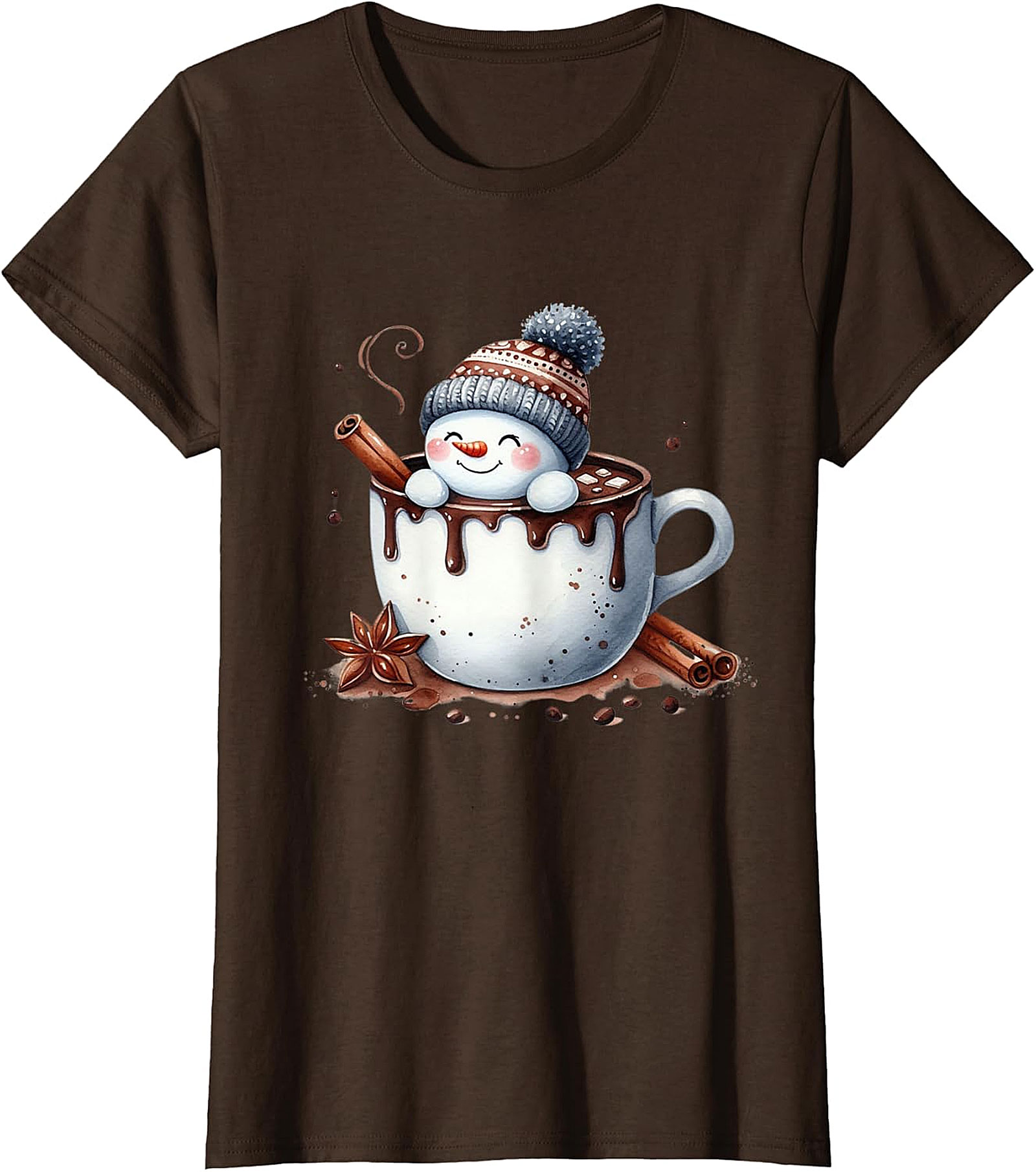 Cute Snowman Hot Chocolate Holiday Graphic | Cozy Winter Design